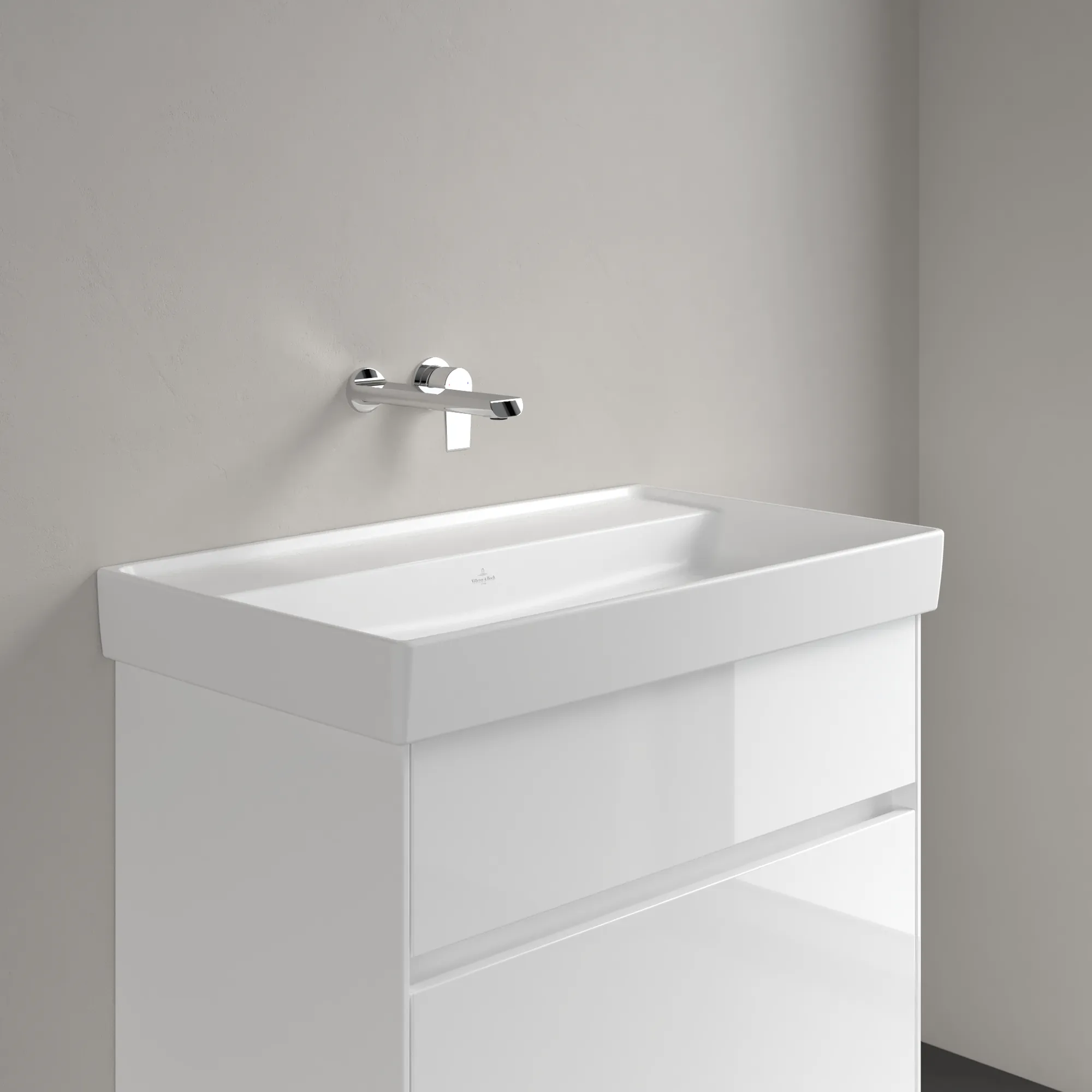 Villeroy & Boch Schrankwaschtisch aus TitanCeram „Collaro“ 800 × 465 × 160 mm, ohne Hahnlochbohrung in Stone White