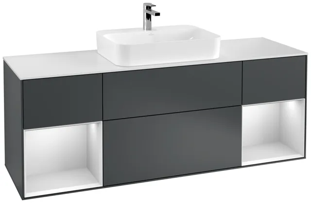 Villeroy & Boch Waschtischunterschrank „Finion“ für Schrankwaschtisch 1600 × 603 × 501 mm Midnight Blue Matt Lacquer, für Becken mittig