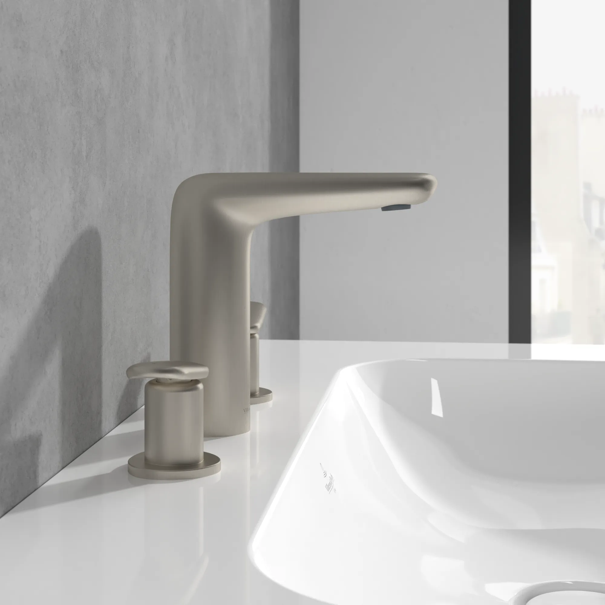 Zweihand-Waschtischarmatur „Antao“ 16,4 cm Ausladung 115 mm in Brushed Nickel Matt Zweihand-Waschtischarmatur „Antao“ 16,4 cm Ausladung 115 mm in Brushed Nickel Matt
