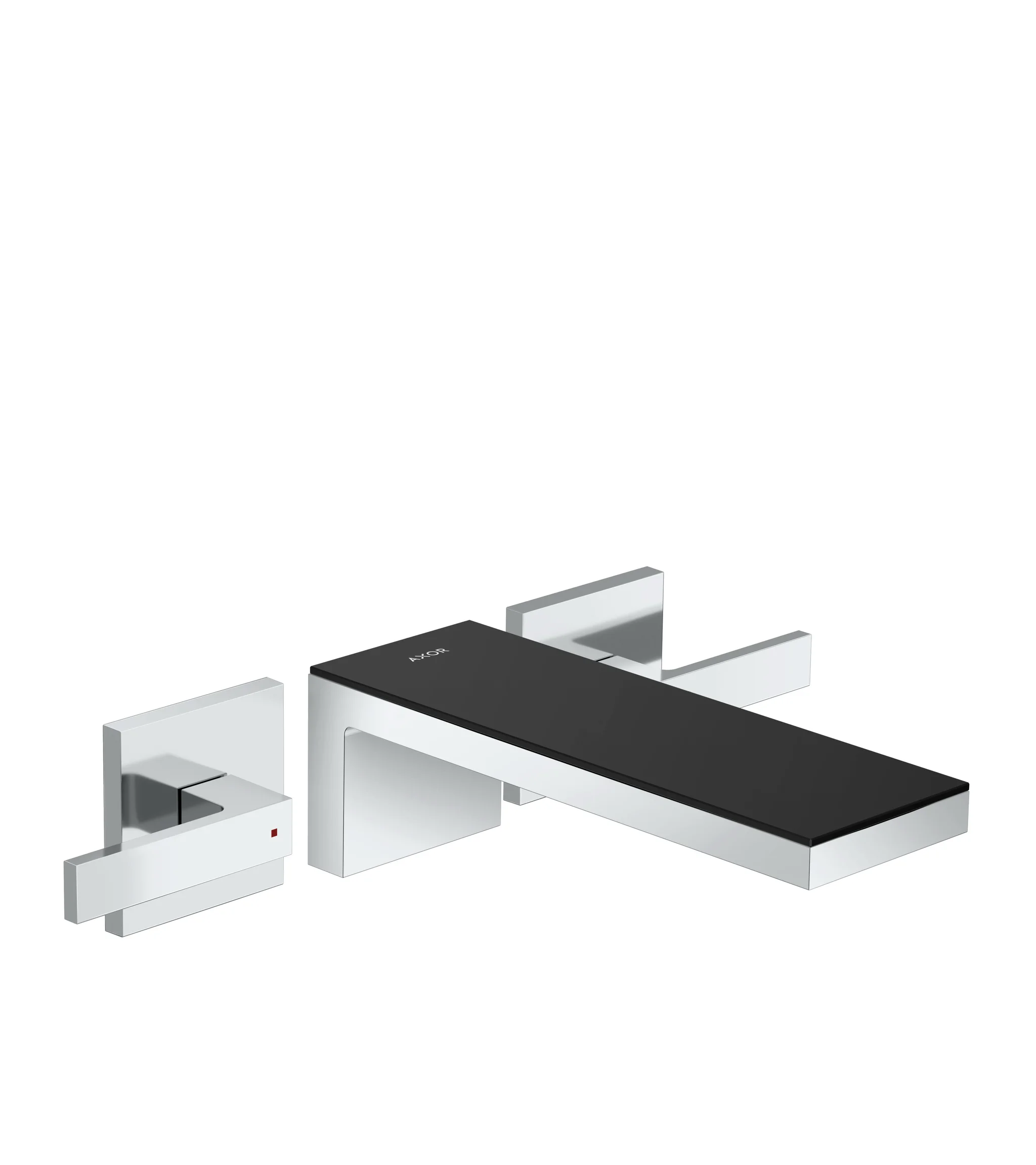 Hansgrohe AXOR MyEdition 3-Loch Waschtischarmatur Unterputz Wandmontage schwarz/chrom Ausladung 221 mm Hebelgriff PowderRain