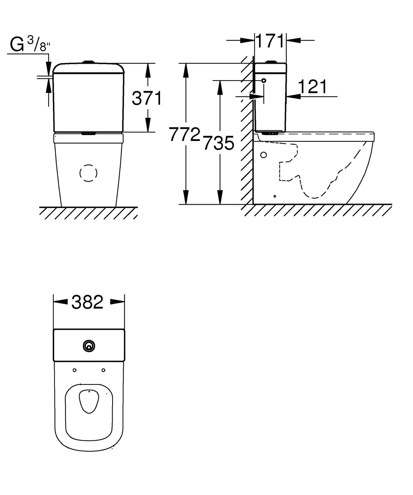 Grohe Aufsatzspülkasten Euro Keramik 39333, Anschluss seitlich/hinten alpinweiß Grohe Aufsatzspülkasten Euro Keramik 39333, Anschluss seitlich/hinten alpinweiß