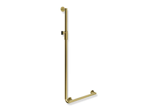 HEWI Winkelgriff System 900, Edelstahl PVD, rechts, 32 mm Durchmesser, 1.250 mm senkrecht, 600 mm waagerecht, Gold glänzend