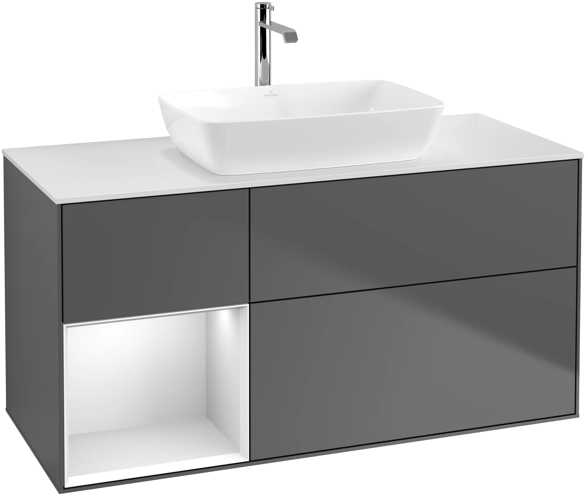 Villeroy & Boch Finion Waschbeckenunterschrank G82, anthrazit matt / weiß glänzend