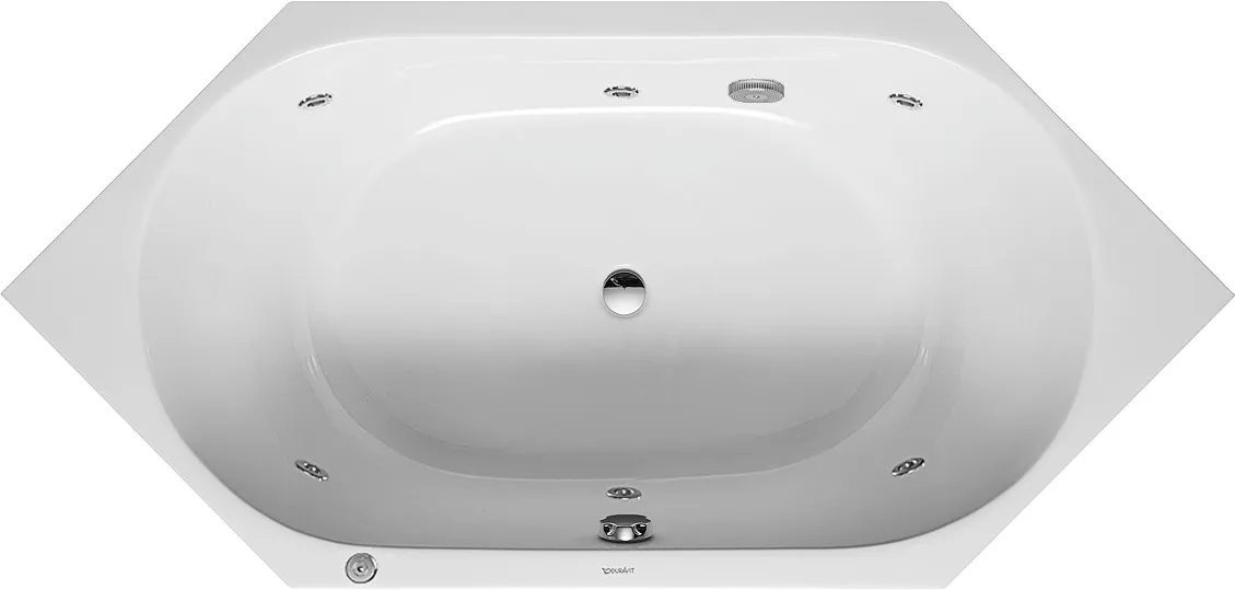 Duravit Whirlwanne „D-Code“ sechseck 1900 × 900 mm mit Jet Project, in Weiß Duravit Whirlwanne „D-Code“ sechseck 1900 × 900 mm mit Jet Project, in Weiß