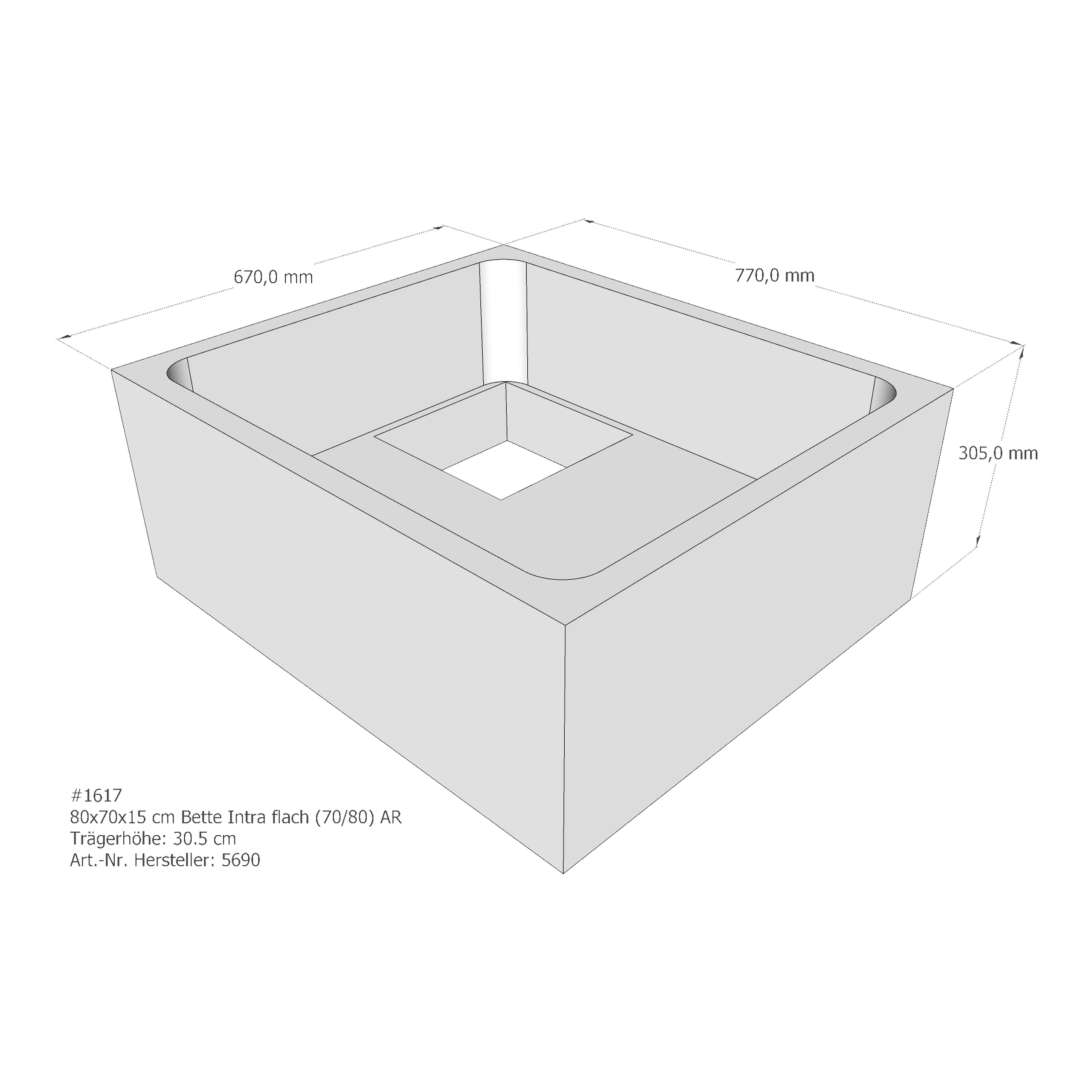 Duschwannenträger für Bette Quinta (flach/Intra) 80 × 70 × 15 cm Breite: 70 cm / Länge: 80 cm Duschwannenträger für Bette Quinta (flach/Intra) 80 × 70 × 15 cm Breite: 70 cm / Länge: 80 cm