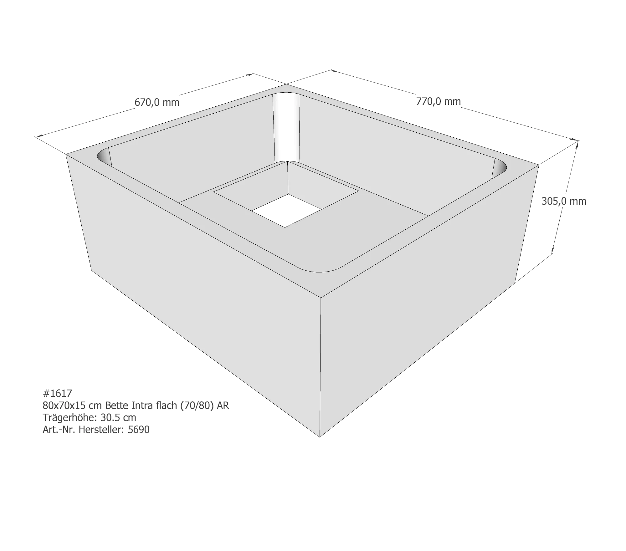 Duschwannenträger für Bette Quinta (flach/Intra) 80 × 70 × 15 cm Breite: 70 cm / Länge: 80 cm Duschwannenträger für Bette Quinta (flach/Intra) 80 × 70 × 15 cm Breite: 70 cm / Länge: 80 cm