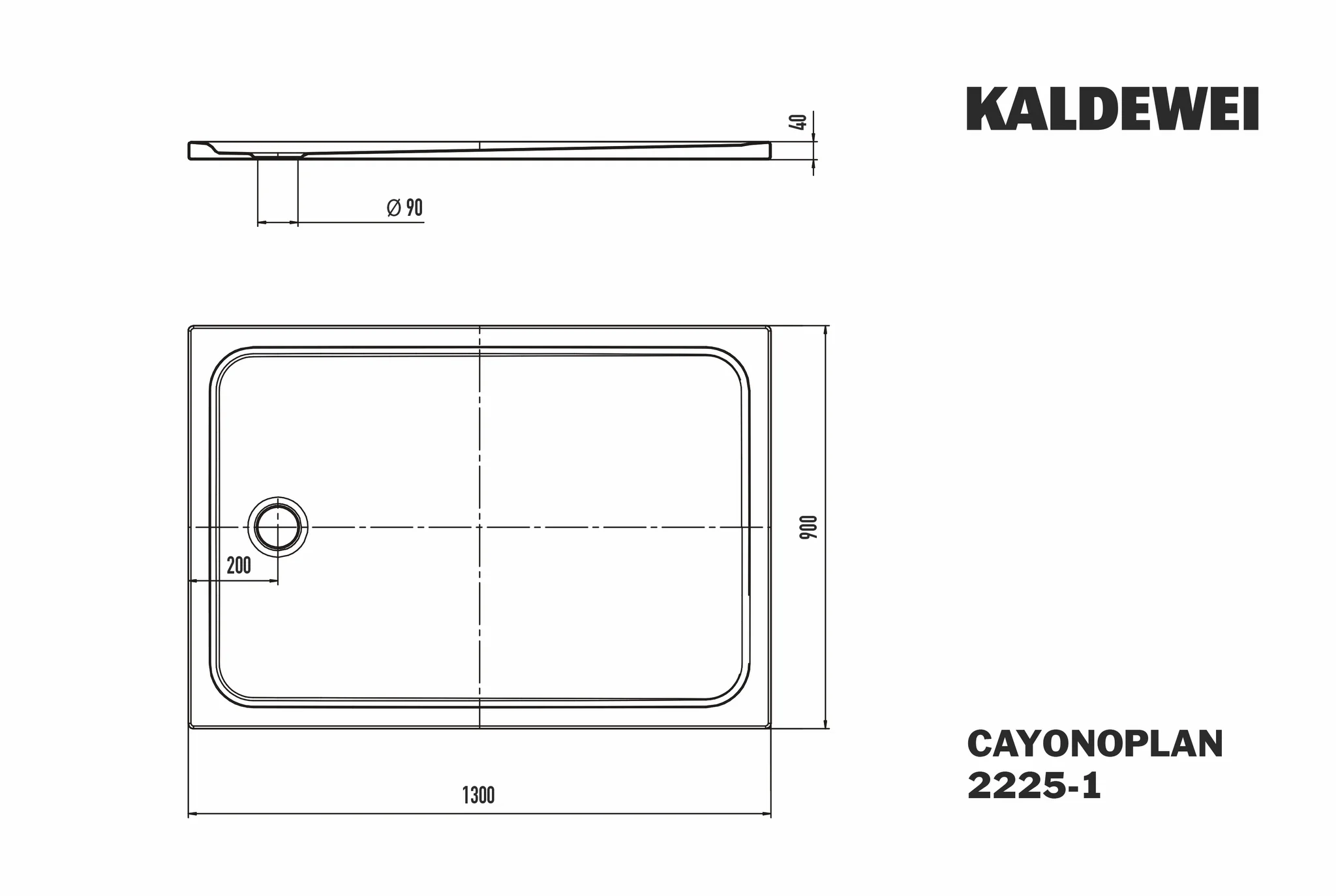 Kaldewei CAYONOPLAN Duschfläche, 900x1300 mm, Manhattan, Perl-Effekt, Vollantislip