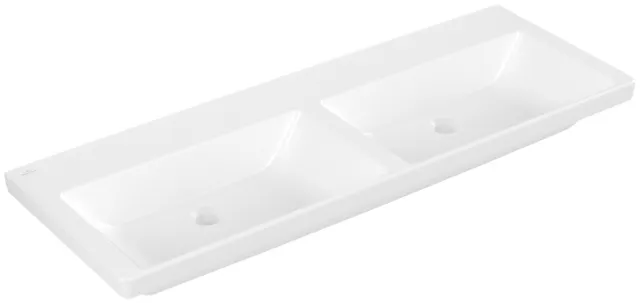 Villeroy & Boch Doppelwaschtisch aus TitanCeram „Subway 3.0“ 1300 × 475 × 165 mm, ohne Hahnlochbohrung in Stone White Villeroy & Boch Doppelwaschtisch aus TitanCeram „Subway 3.0“ 1300 × 475 × 165 mm, ohne Hahnlochbohrung in Stone White