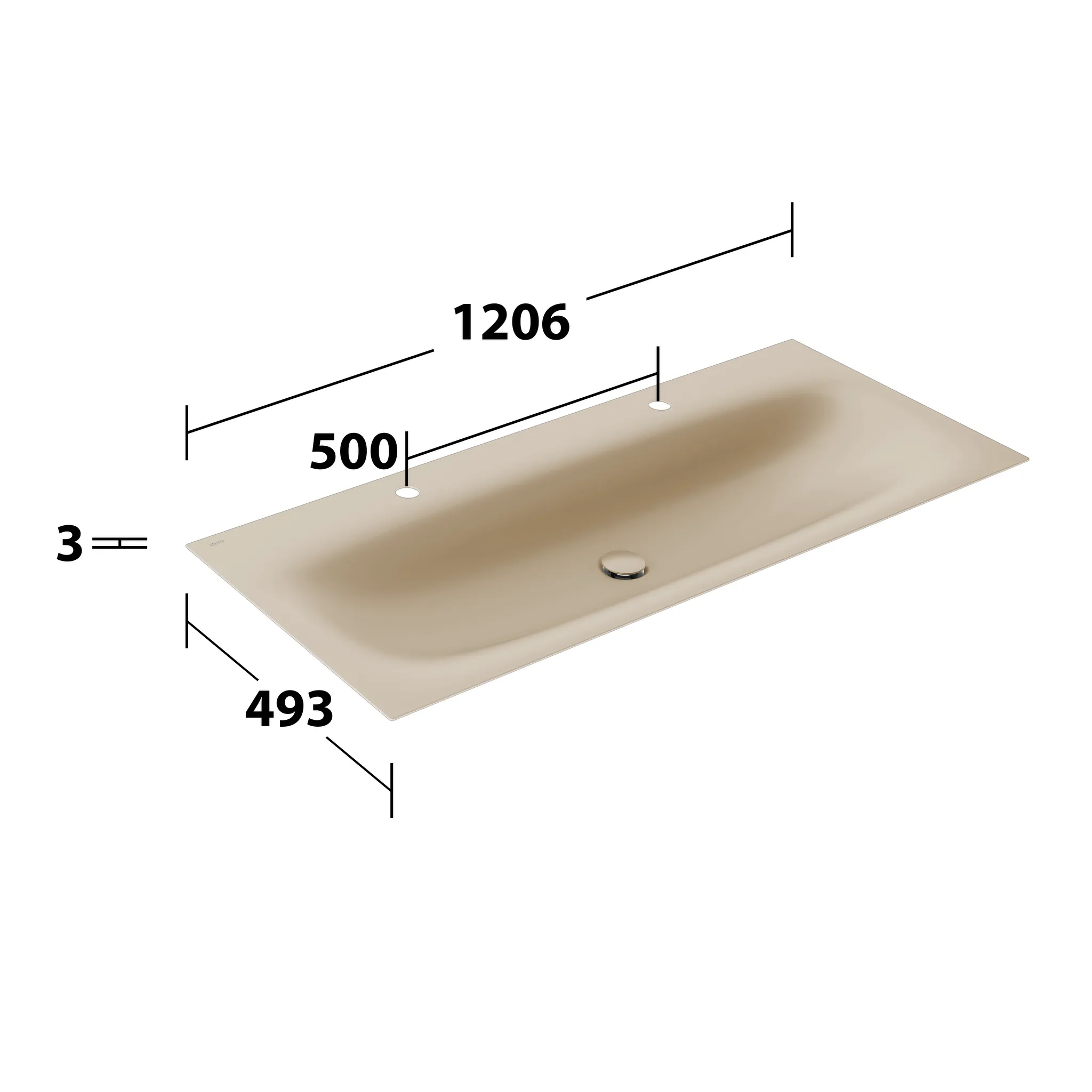 KEUCO EDITION 11 ART Emaille-Waschtisch 1206 x 4 x 493 sand