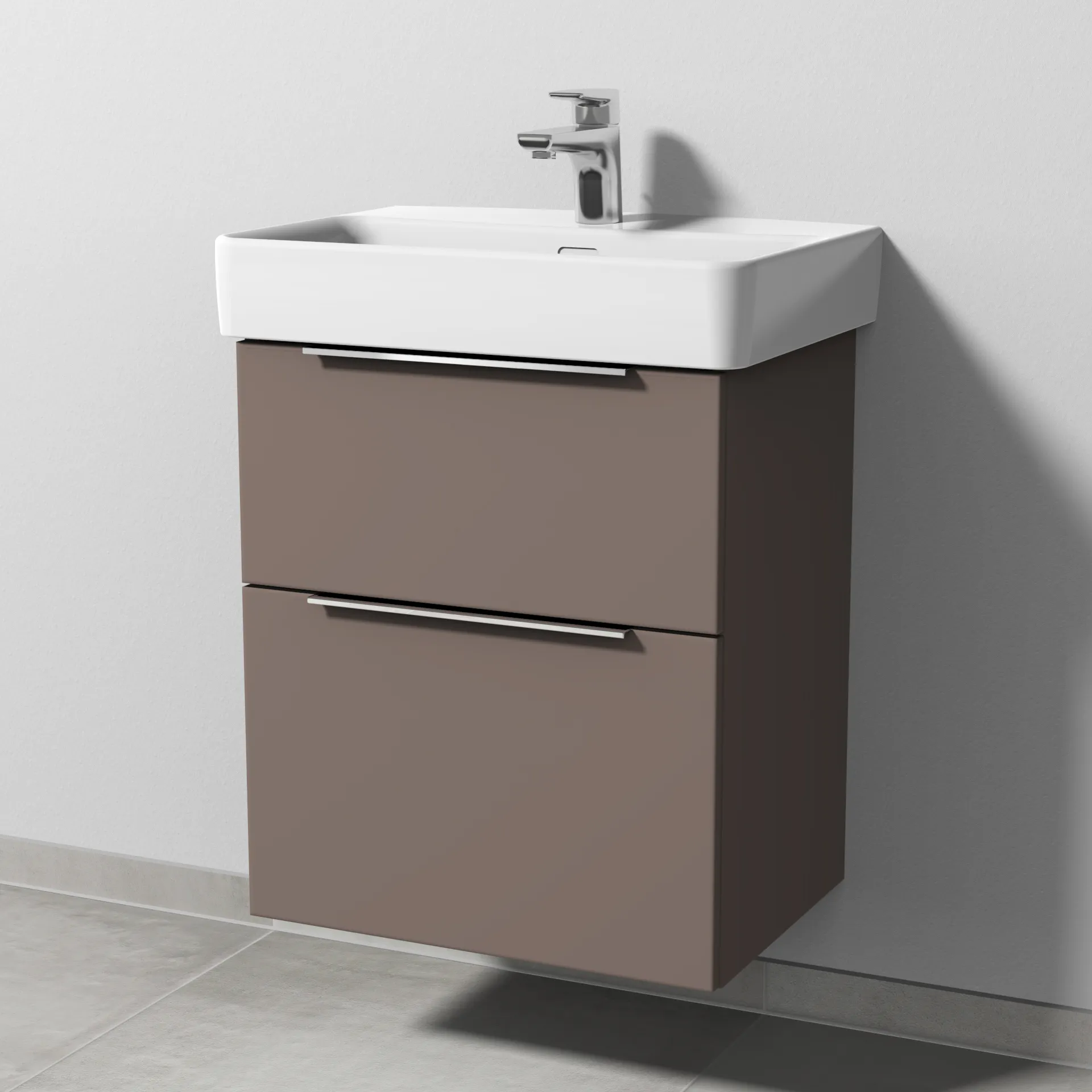 Sanipa Waschtischunterschrank „3way“ passend zu Keramik-Waschtische Pro S von 500 × 593 × 362 mm in Taupe (matt)