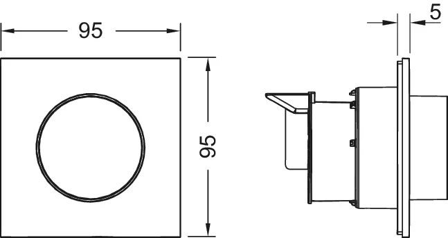 TECEflushpoint pneumatische Fernauslösung für Einmengentechnik, Feinbauset, mit eckiger Blende, weiß