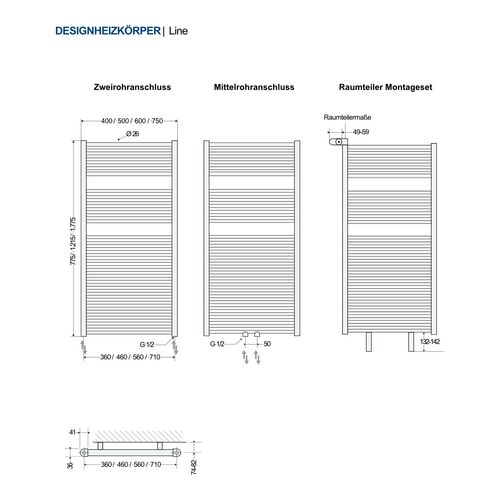 HSK Design-Heizkörper „Line“ 50 × 77,5 cm in Graphit-Schwarz HSK Design-Heizkörper „Line“ 50 × 77,5 cm in Graphit-Schwarz