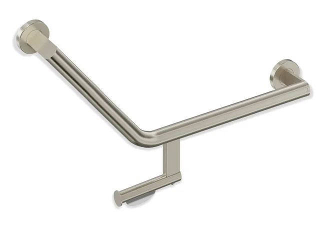 HEWI System 900 Winkelgriff mit WC-Papierrollenhalter, Edelstahl PVD, 620 mm Achsmaß, links HEWI System 900 Winkelgriff mit WC-Papierrollenhalter, Edelstahl PVD, 620 mm Achsmaß, links