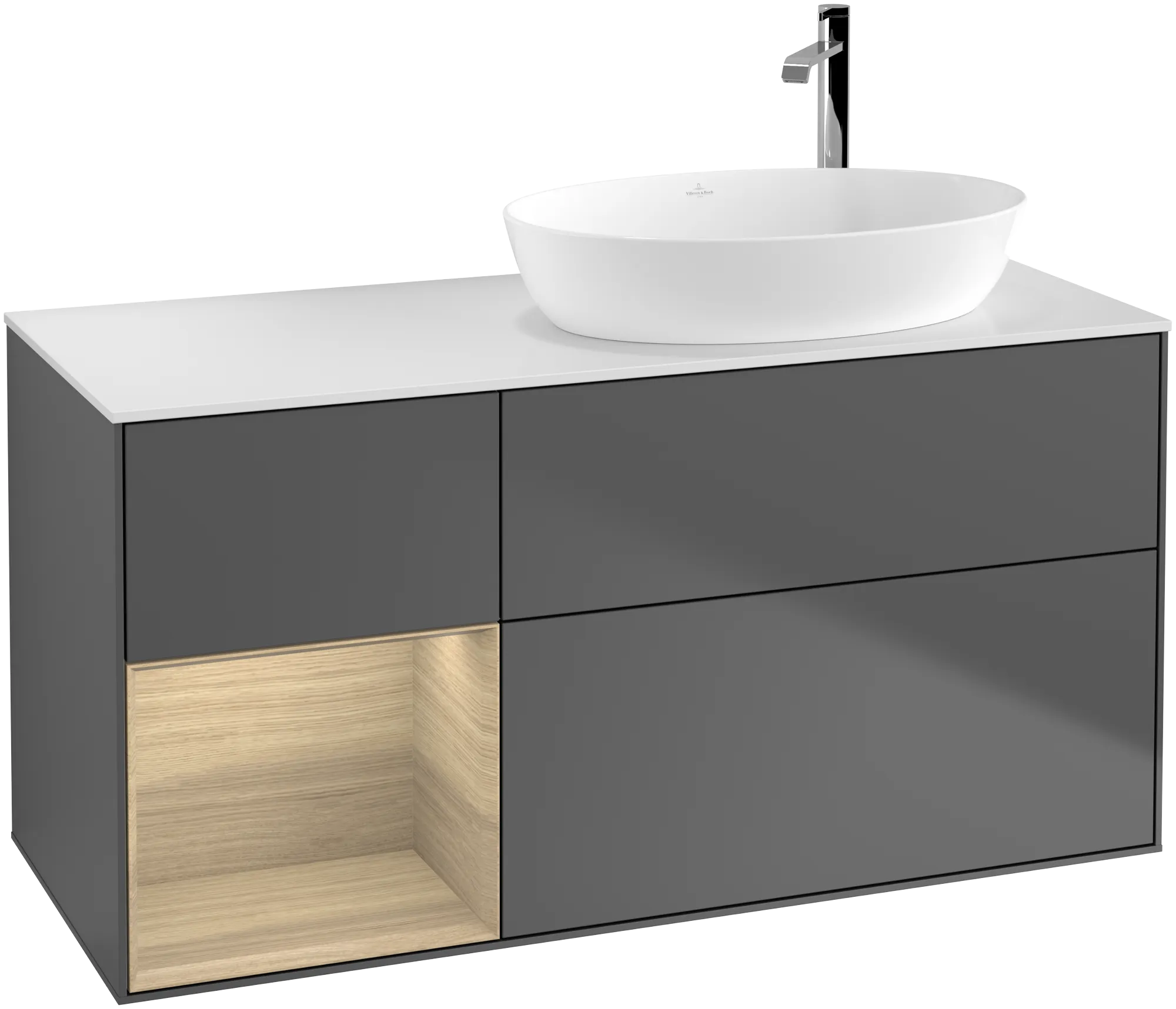 Villeroy & Boch Finion Waschbeckenunterschrank F92 1200x603x501mm Anthrazit/Eiche Weiß