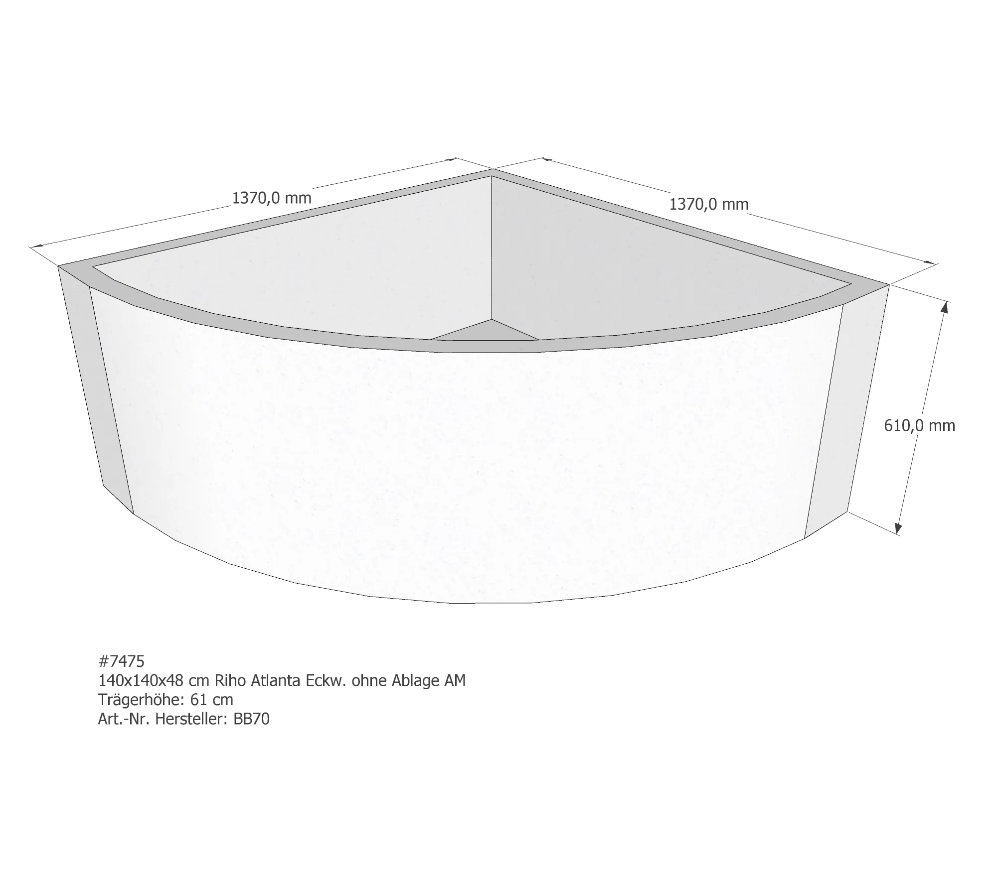 Badewannenträger für Riho 140 × 140 × 48 cm Badewannenträger für Riho 140 × 140 × 48 cm
