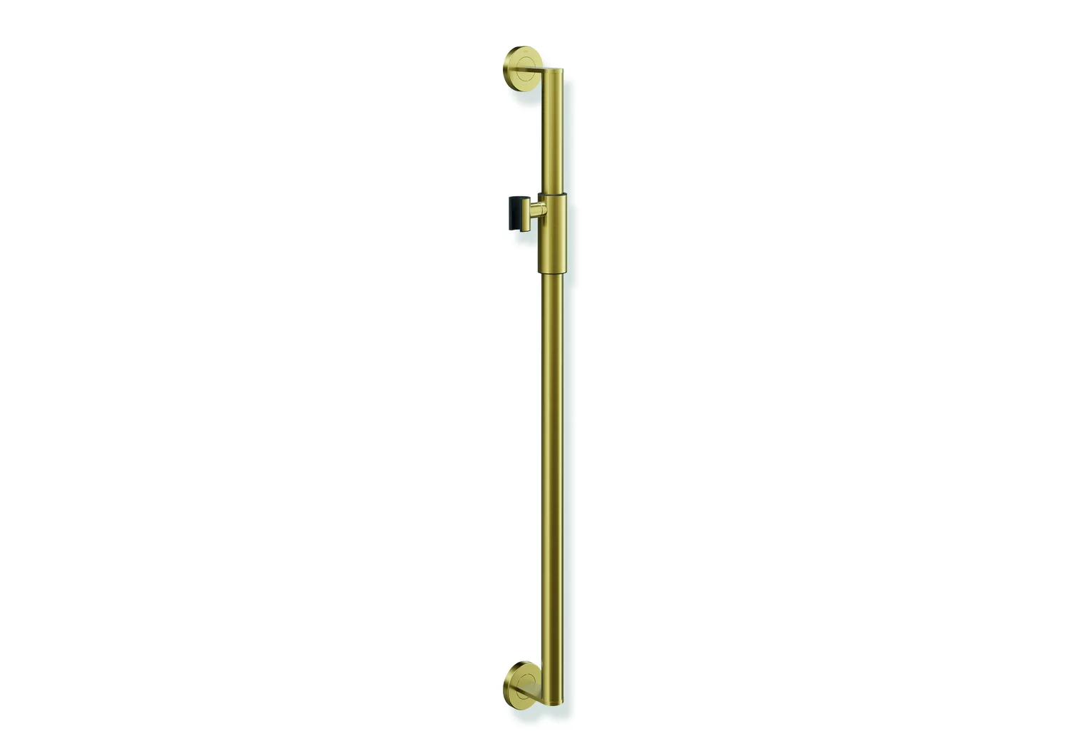 HEWI Brausehalterstange System 900, Edelstahl PVD, Achsmaß 900 mm, Durchmesser 32 mm, magnetischer Brausehalter, Farbe Gold gebürstet