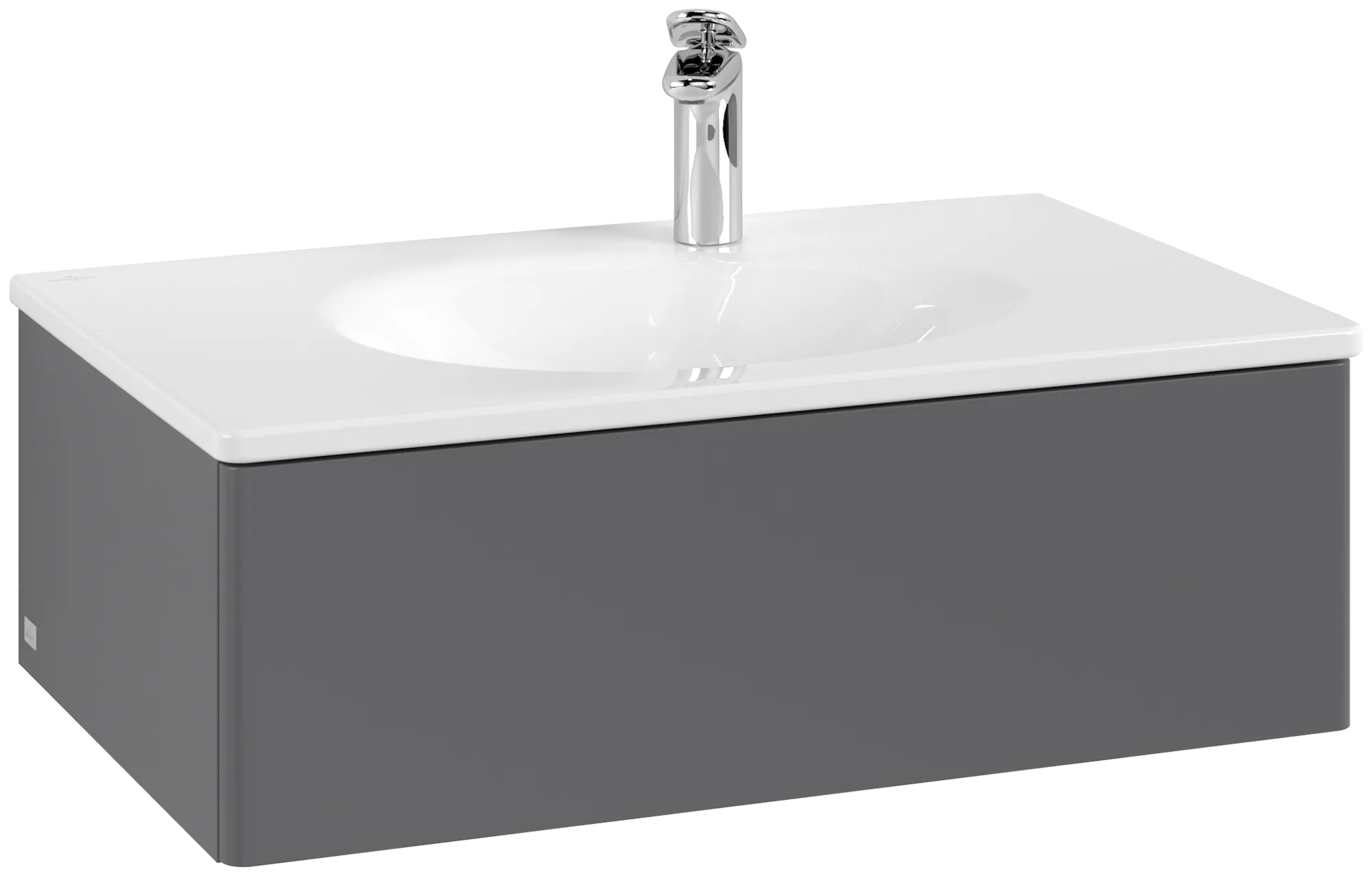 Villeroy & Boch Waschbeckenunterschrank Antao K01, Anthracite Matt Lacquer, 788x256x496mm, 256mm Höhe, mittige Wanneneinbauposition, 1 Auszug mit SoftClosing und Push-to-open Funktion Villeroy & Boch Waschbeckenunterschrank Antao K01, Anthracite Matt Lacquer, 788x256x496mm, 256mm Höhe, mittige Wanneneinbauposition, 1 Auszug mit SoftClosing und Push-to-open Funktion