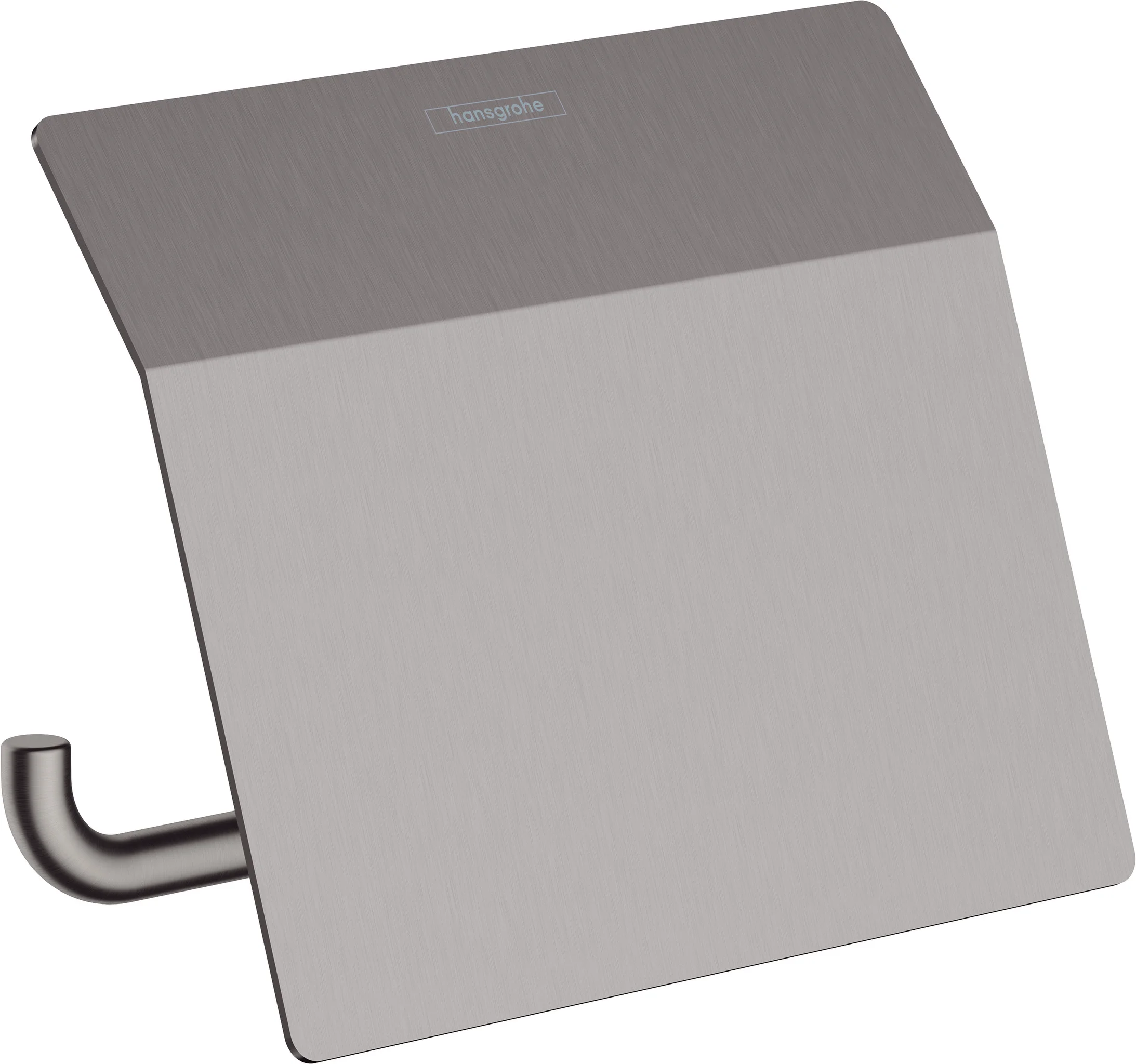 Hansgrohe AddStoris Q Papierrollenhalter mit Deckel, Brushed Black Chrome, Wandmontage, Metall, verdeckte Befestigung Hansgrohe AddStoris Q Papierrollenhalter mit Deckel, Brushed Black Chrome, Wandmontage, Metall, verdeckte Befestigung