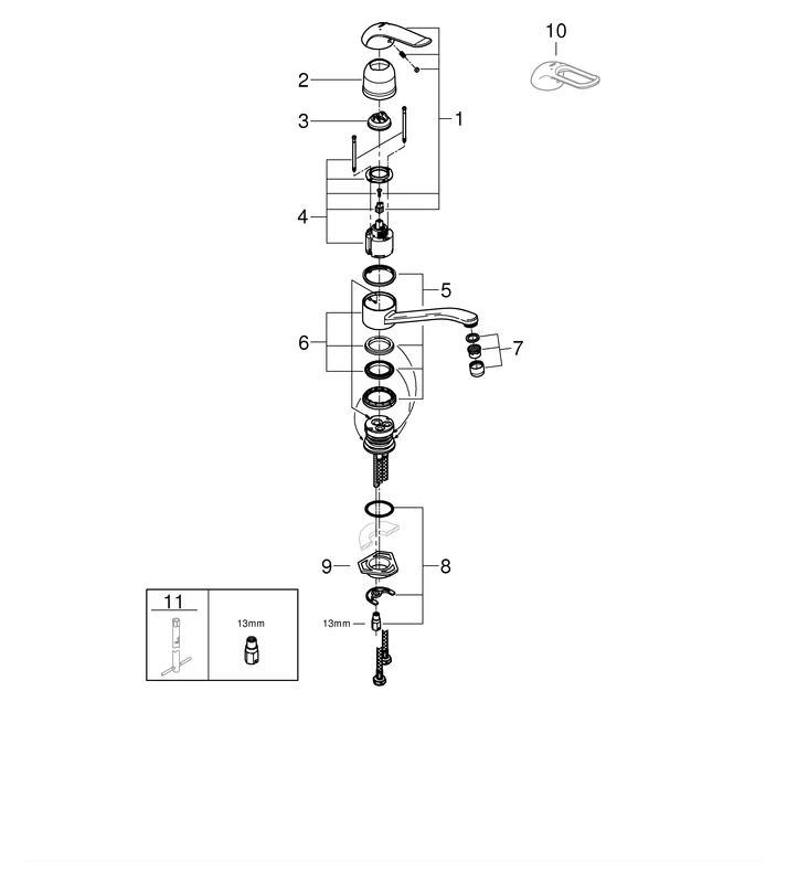 Einhand-Spültischbatterie Euroeco Special 32787, Einlochmontage, hoher schwenkbarer Rohrauslauf, 46 mm Keramikkartusche, Hebellänge 120 mm, chrom