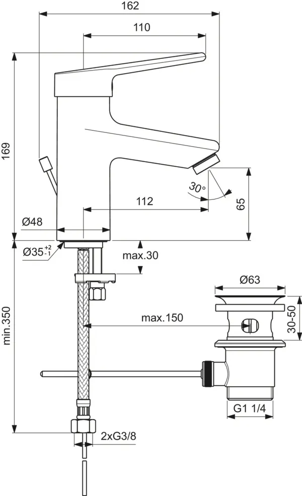 Waschtischarmatur Ceraplus mit Ablaufgarnitur Ausladung 112mm Chrom Waschtischarmatur Ceraplus mit Ablaufgarnitur Ausladung 112mm Chrom