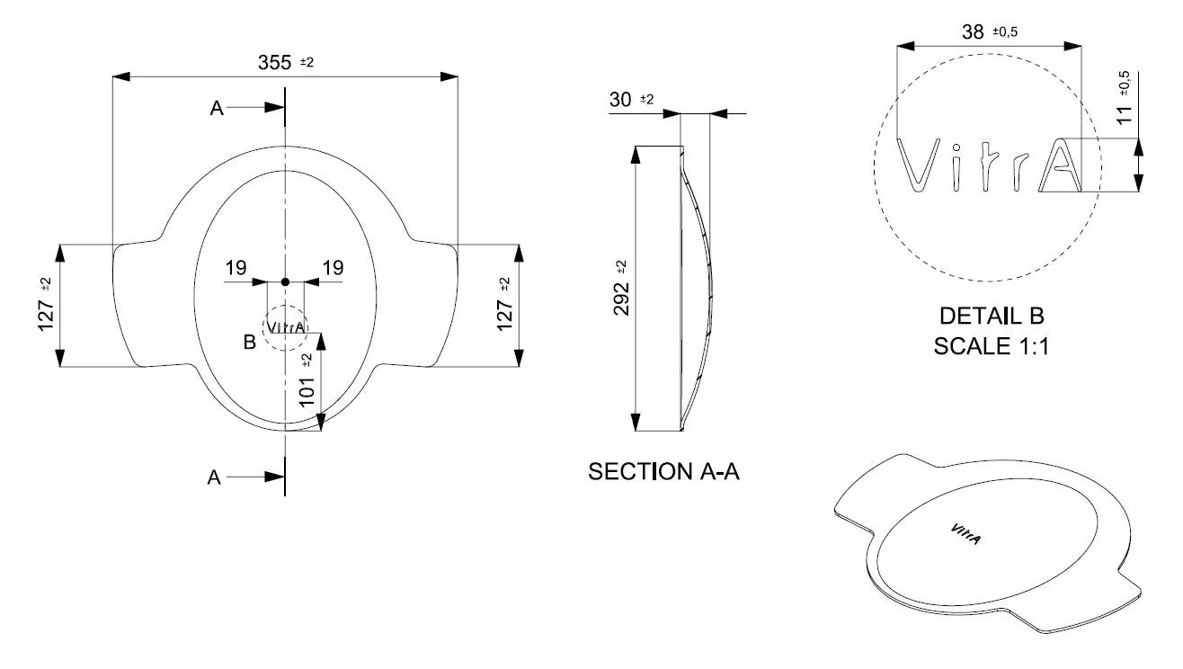 VitrA V-Care Ersatzteil Keramik V-Care Spritzschutz Bidetfunktion