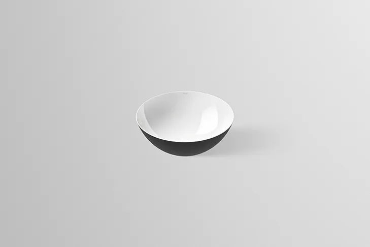 Waschbecken „GS-Serie“ 360 × 125 mm in Weiß / Mattschwarz, mit ProShield
