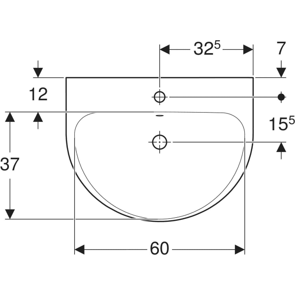 Wandwaschtisch „Renova“, mit Überlauf, Hahnlochposition mittig 65 × 50 cm in weiß alpin Wandwaschtisch „Renova“, mit Überlauf, Hahnlochposition mittig 65 × 50 cm in weiß alpin