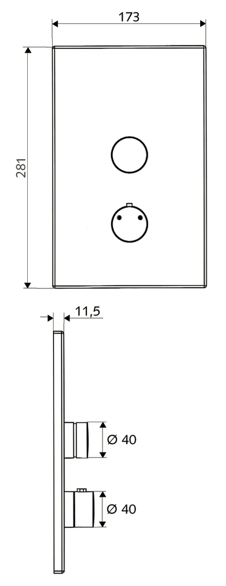 Unterputz-Dusche LINUS D-SC-T, Mischwasser, Thermostat, Frontplatte, Frontplatte chrom Unterputz-Dusche LINUS D-SC-T, Mischwasser, Thermostat, Frontplatte, Frontplatte chrom