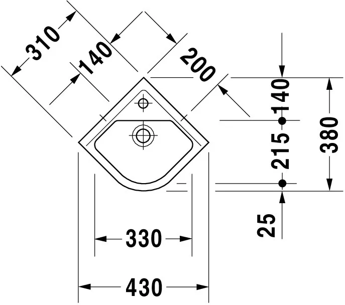 Wandwaschtisch „Starck 3“, mit Überlauf, Hahnlochposition mittig Wandwaschtisch „Starck 3“, mit Überlauf, Hahnlochposition mittig