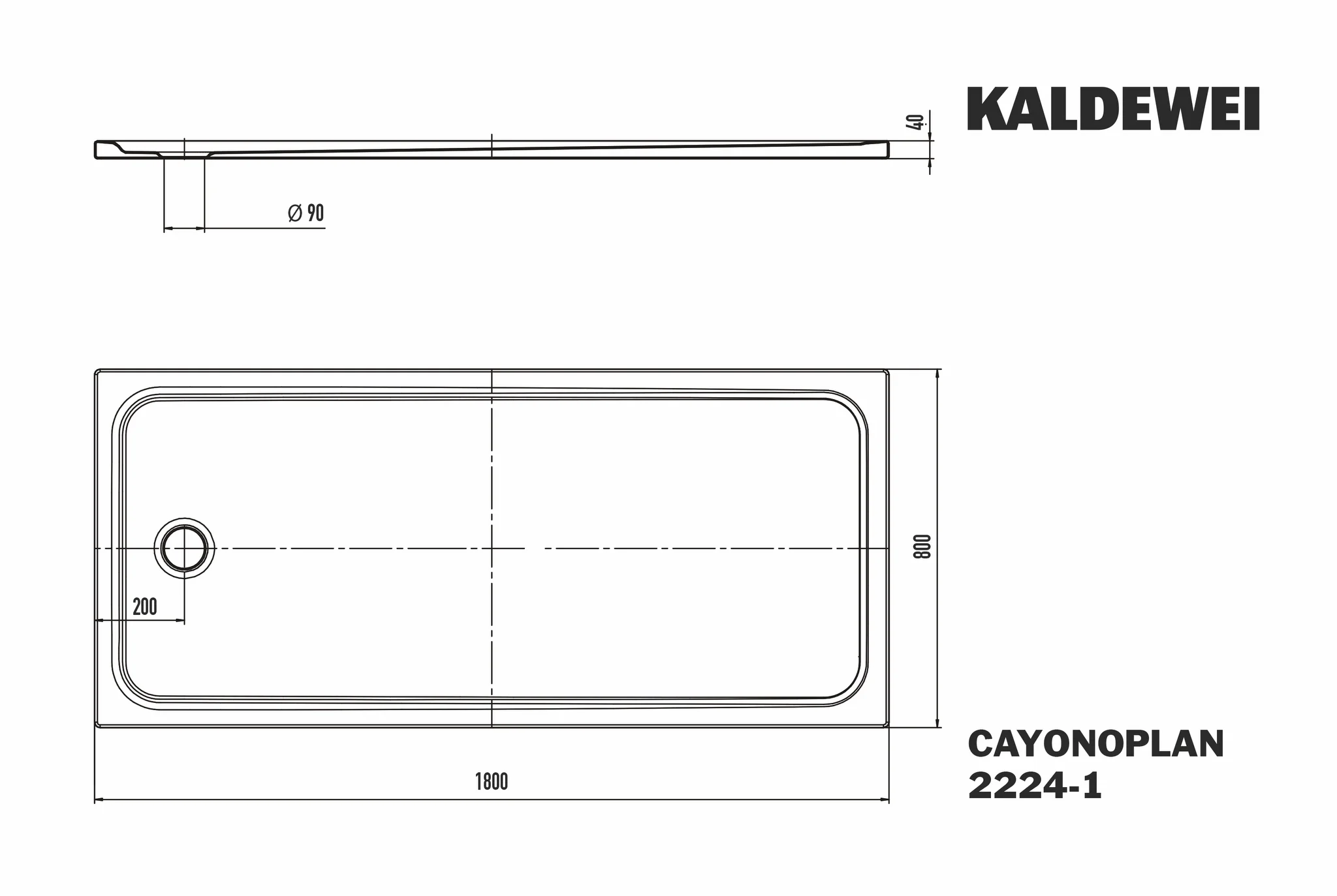 Kaldewei CAYONOPLAN Duschfläche, 800x1800 mm, Manhattan, Perl-Effekt, Vollantislip