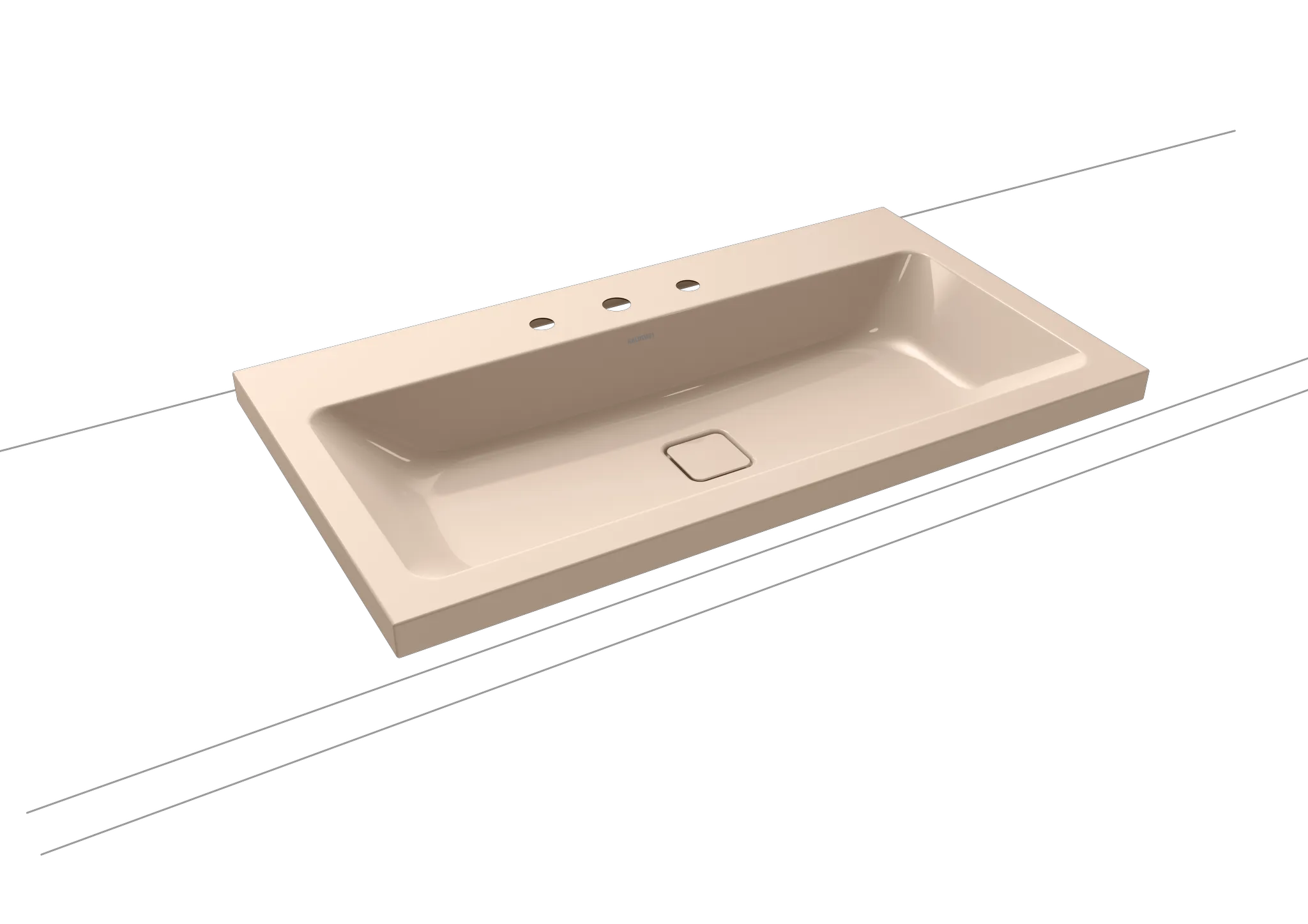 Aufsatzwaschtisch „Cono“ 90 × 50 cm, ohne Überlauf, mittig, mit Hahnlochbohrung in bahamabeige mit Perl-Effekt