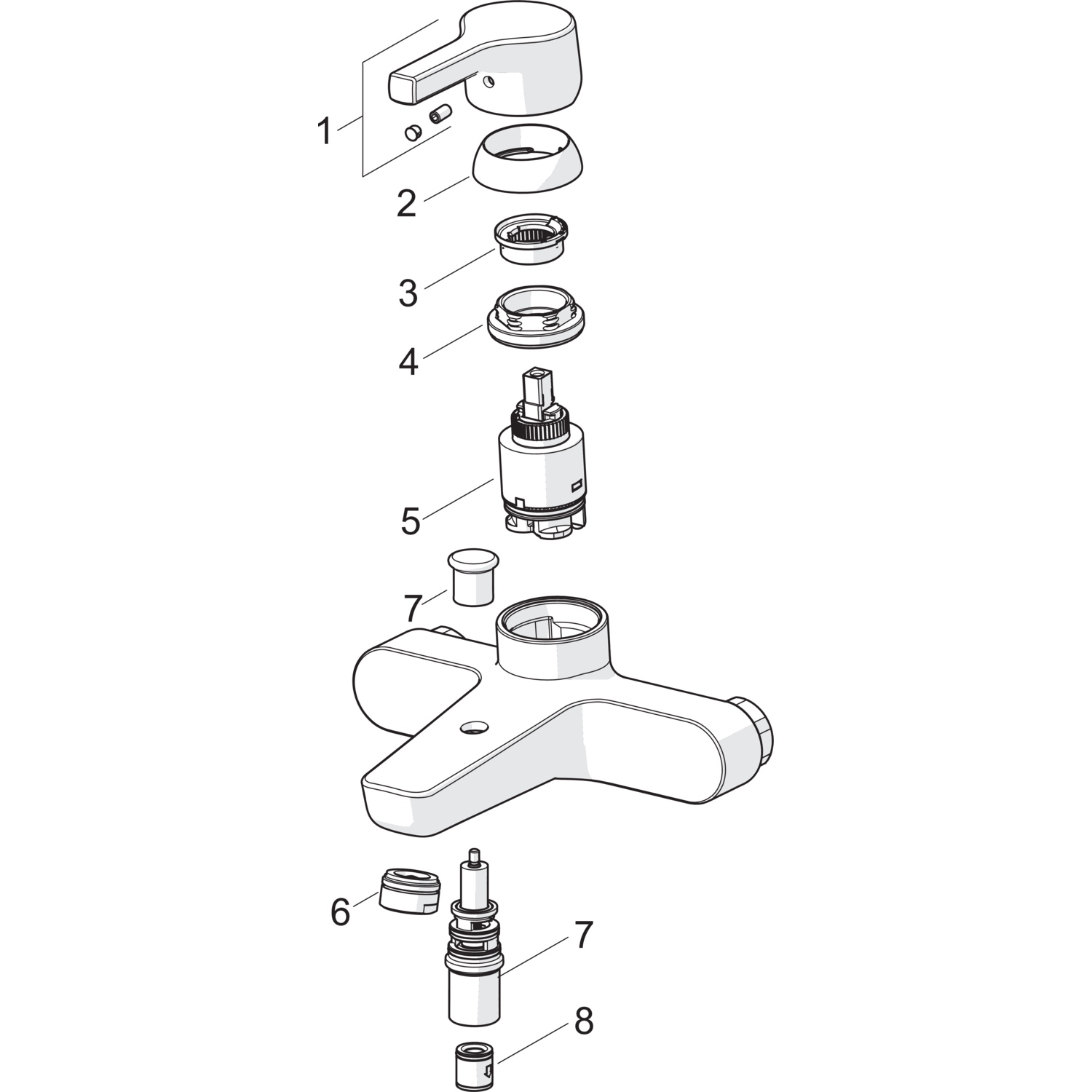 HA Einhebelmischer Wannenfüll- und Brausebatterie HANSAPALENO 5645 Ausladung 164 mm DN15 Chrom