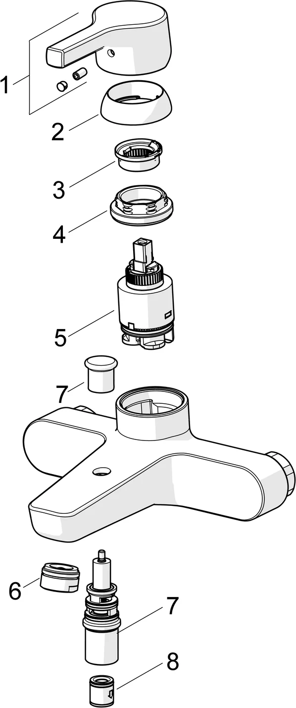 HA Einhebelmischer Wannenfüll- und Brausebatterie HANSAPALENO 5645 Ausladung 164 mm DN15 Chrom