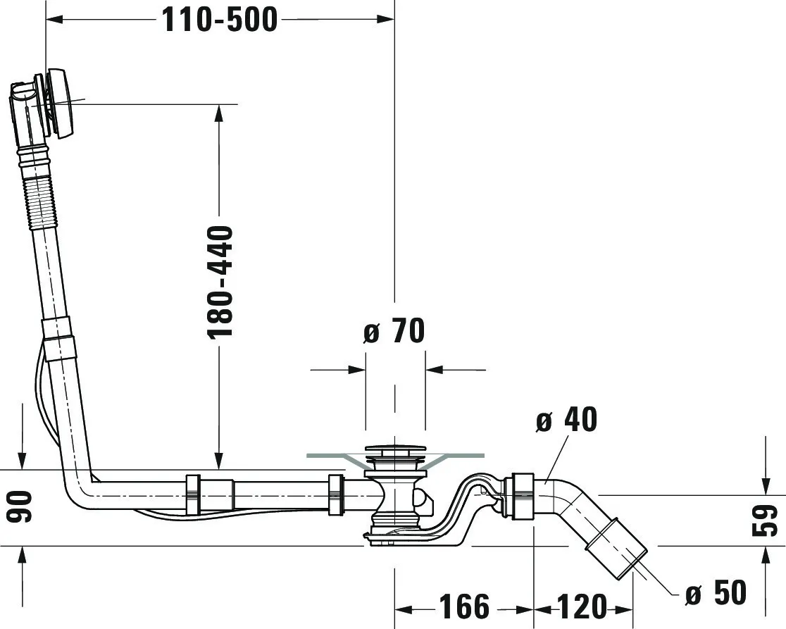 Duravit Ab- und Überlaufgarnitur für Badewannen Modell 792208 Duravit Ab- und Überlaufgarnitur für Badewannen Modell 792208