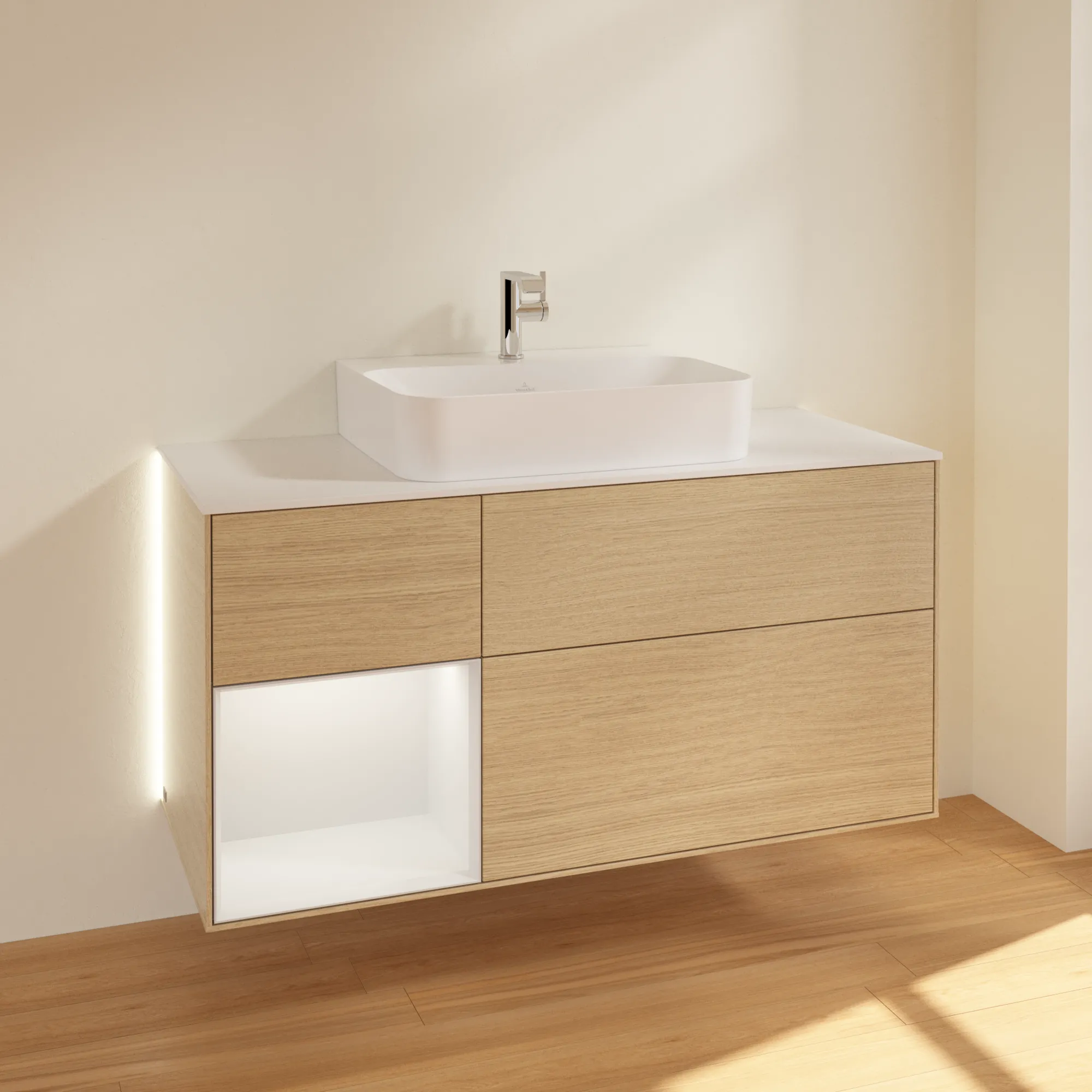 Villeroy & Boch Waschtischunterschrank „Finion“ für Schrankwaschtisch 1200 × 603 × 501 mm Oak Veneer, für Becken mittig Villeroy & Boch Waschtischunterschrank „Finion“ für Schrankwaschtisch 1200 × 603 × 501 mm Oak Veneer, für Becken mittig