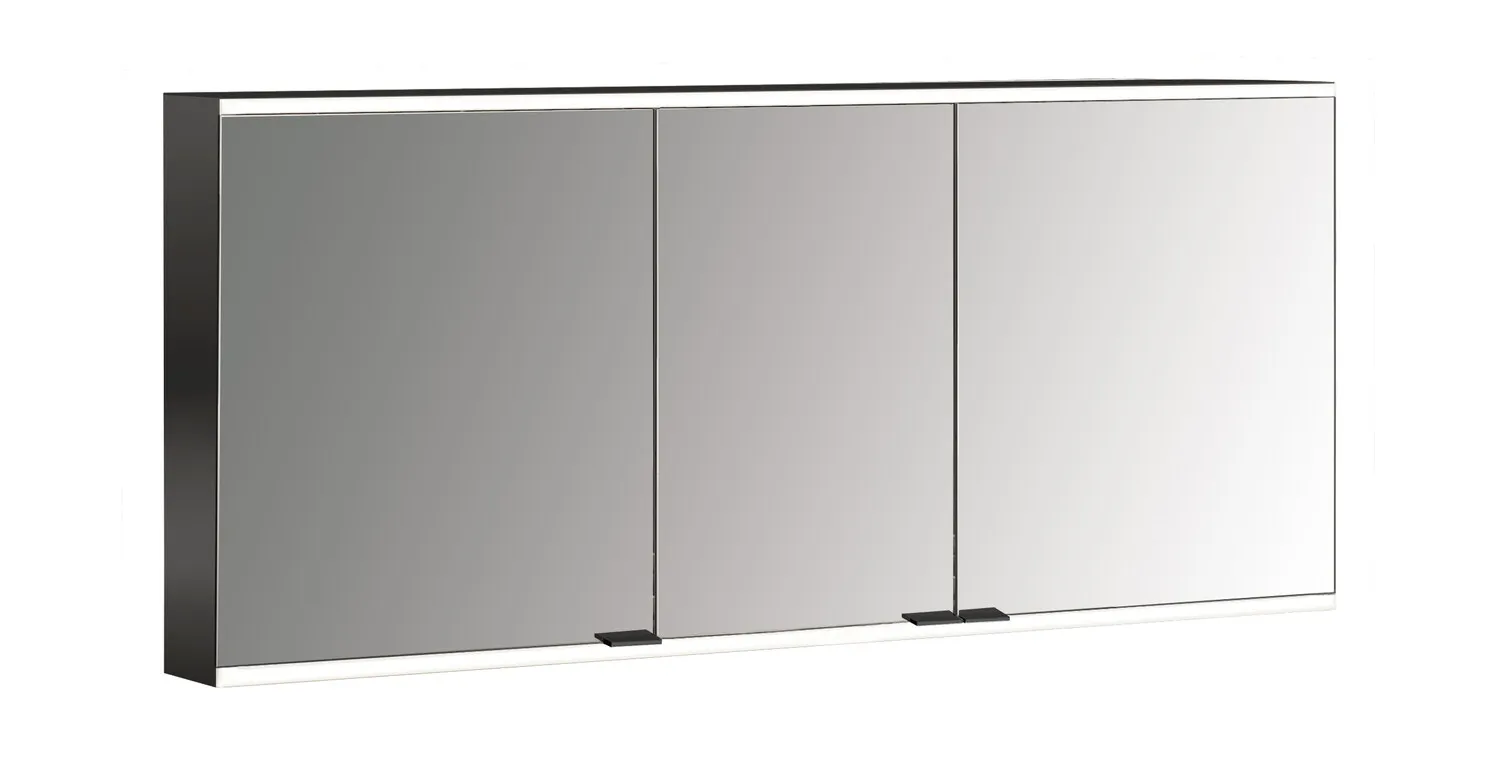emco prime 2 emco asis PG2 emco LED-Lichtspiegelschrank prime 2 Facelift schwarz Aufputz 1400 mm 3-türig IP20 Rückwand verspiegelt