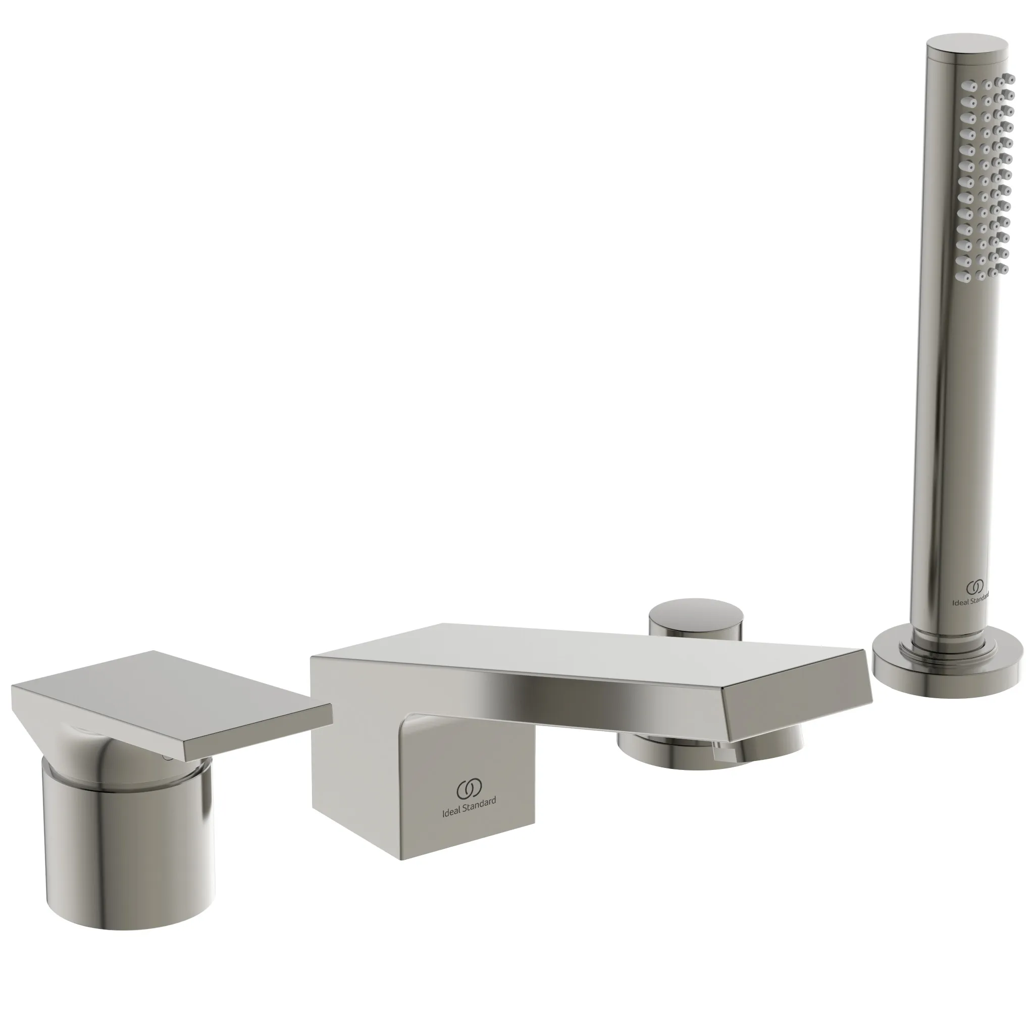 Ideal Standard 4-Loch-Badearmatur Extra mit Handbrause, Serie: Extra, Farbe: Silver Storm Ideal Standard 4-Loch-Badearmatur Extra mit Handbrause, Serie: Extra, Farbe: Silver Storm