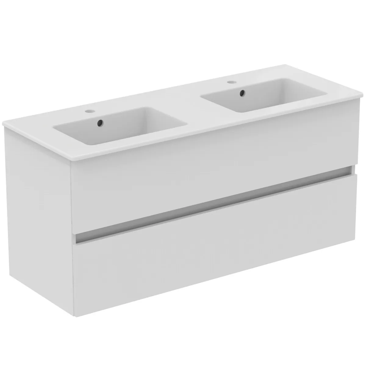 Möbelpaket Eurovit+ mit Waschtisch 121cm Weiß und Unterschrank 120cm 2 Auszüge Hochglanz grau lackiert
