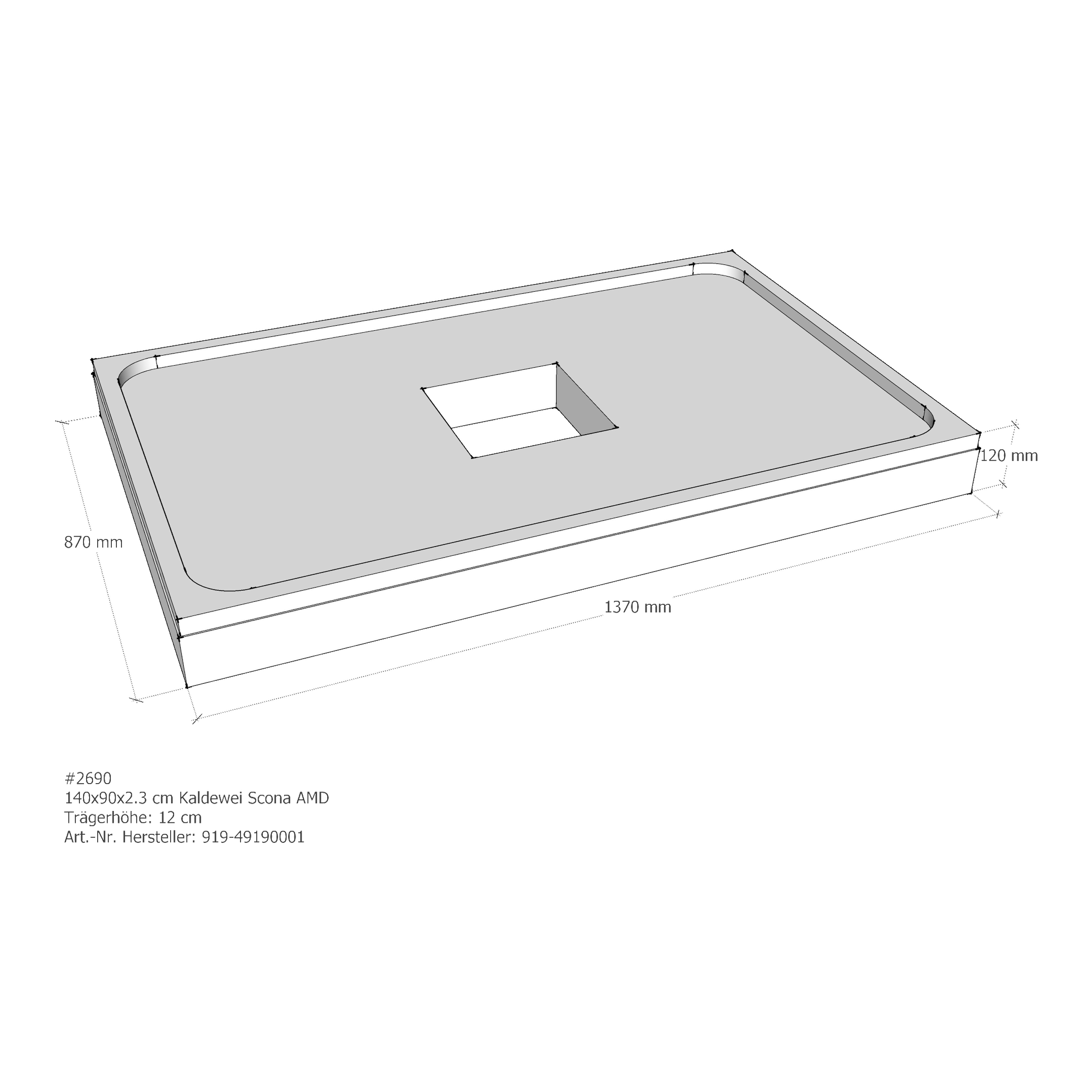 Duschwannenträger für Kaldewei Scona 140 × 90 × 2,3 cm