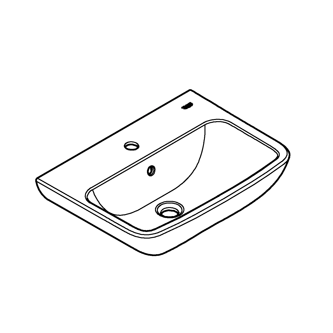 Waschtisch BauEdge Keramik 39807, wandhängend, 1 Hahnloch, Überlauf, 550 x 400 mm, alpinweiß