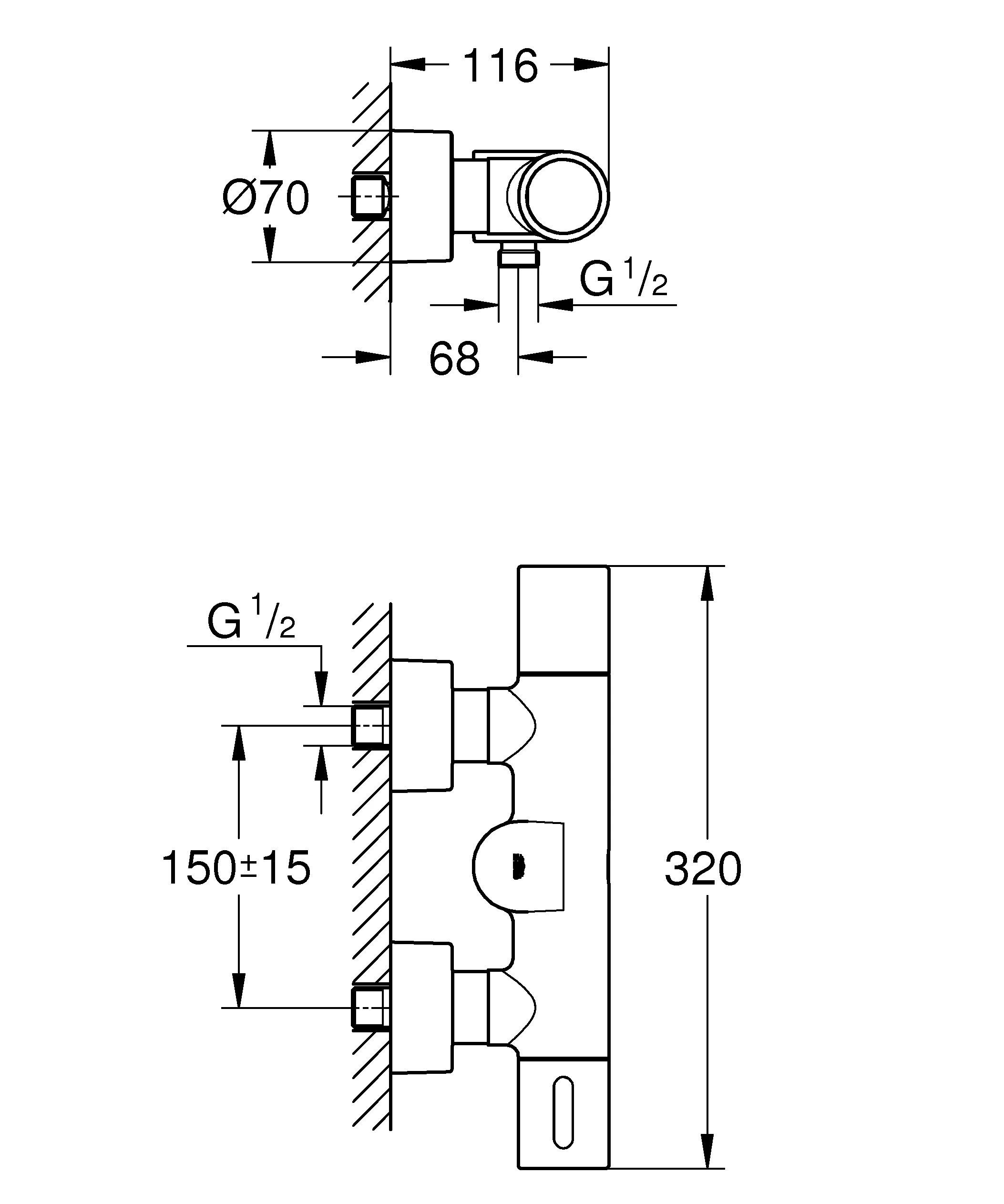 Infrarot-Elektronik für Brausebatterie Eurosmart Cosmopolitan E Special 36457, mit Mischeinrichtung und Thermostat, Rückflussverhinderer, 6 V, chrom