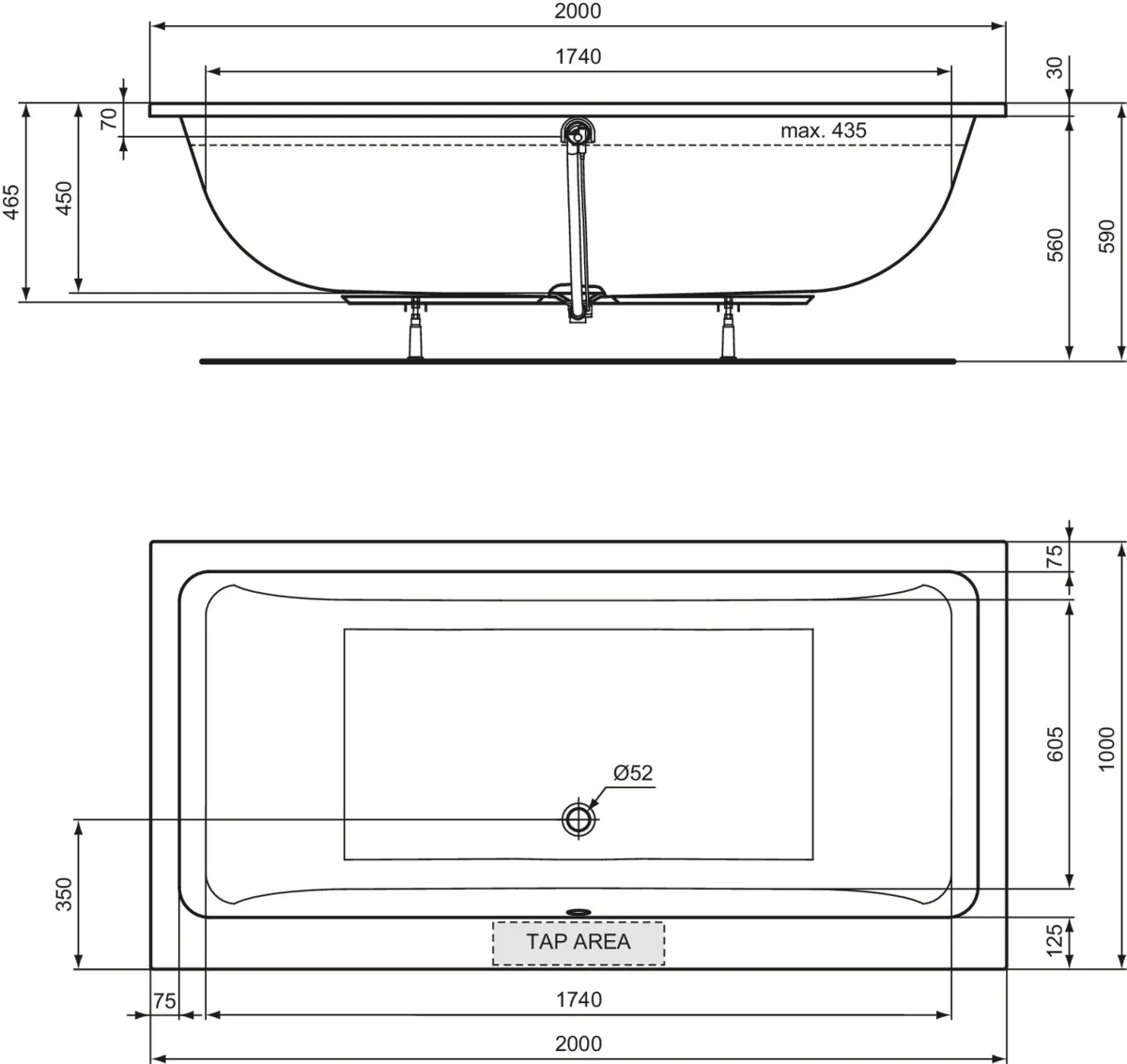 Ideal Standard Badewanne „LaDolceVita“ 100 × 200 cm Ideal Standard Badewanne „LaDolceVita“ 100 × 200 cm