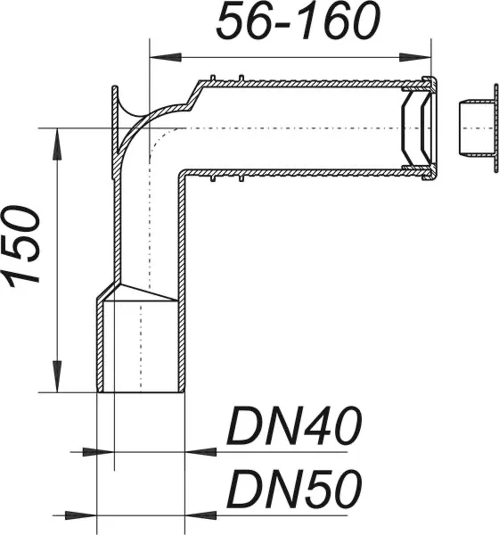 Siphonwinkel, DN 40/DN 50 Siphonwinkel, DN 40/DN 50