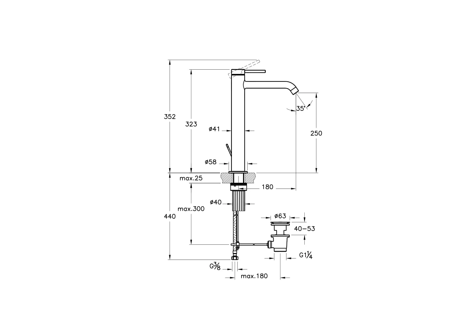 Minimax Round Einhebel-Waschtischmischer mit Ablaufgarnitur Höhe 32 cm Einlochmontage Schwarz Matt Minimax Round Einhebel-Waschtischmischer mit Ablaufgarnitur Höhe 32 cm Einlochmontage Schwarz Matt