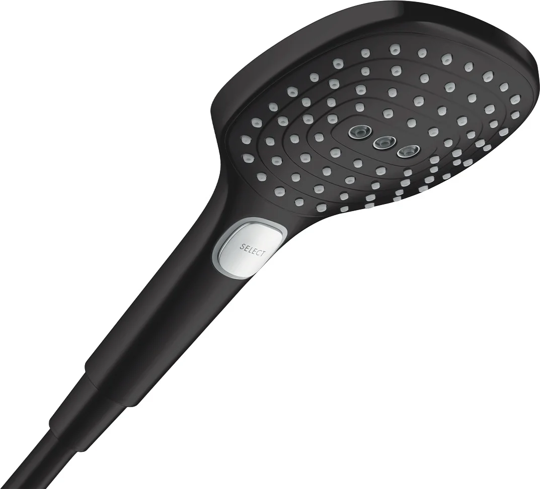 Hansgrohe Handbrause Raindance Select E 120, 3jet EcoSmart+, mattschwarz, 120 mm Durchmesser, max. Durchfluss 6 l/min, für Durchlauferhitzer geeignet