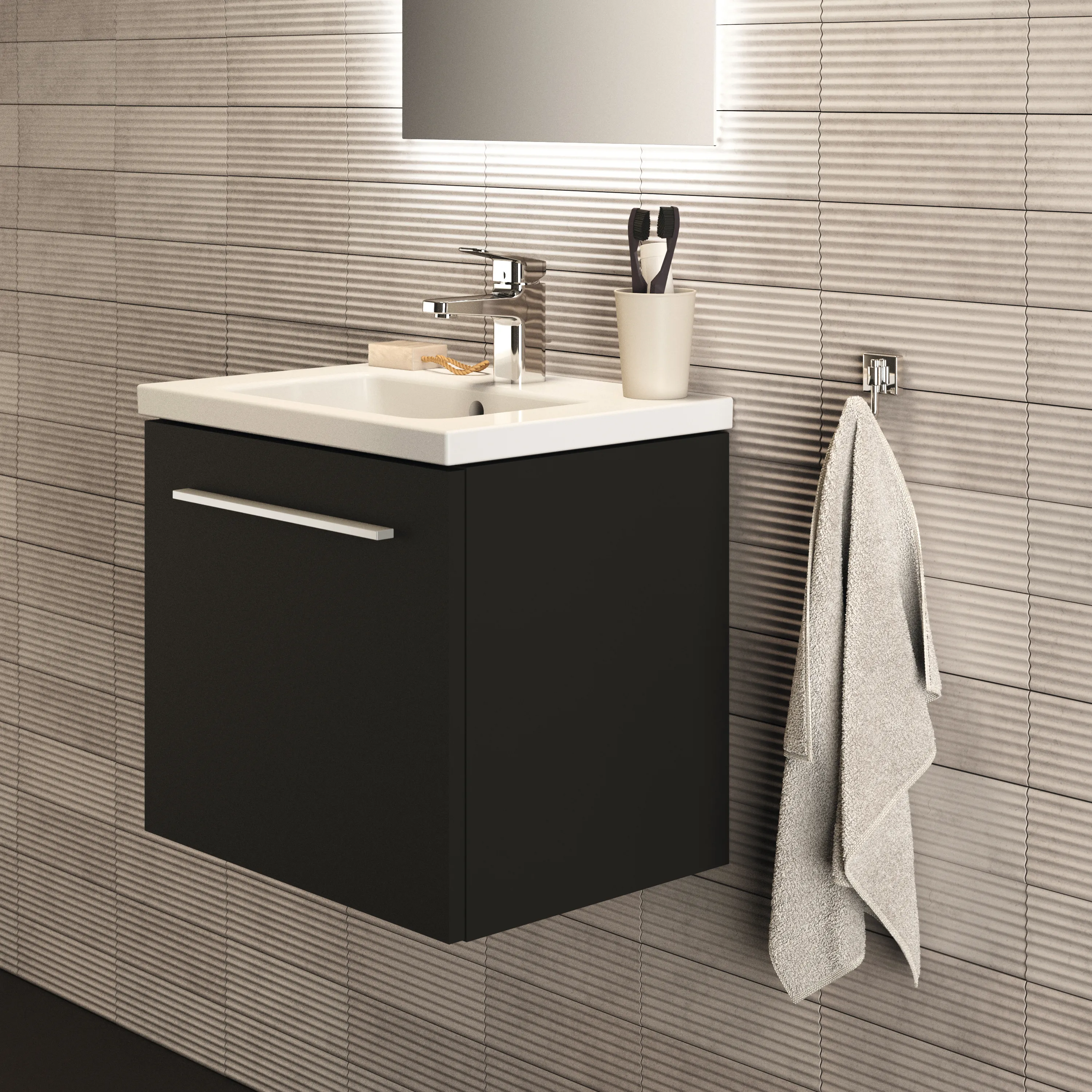 Ideal Standard Möbelwaschtischunterschrank i.life S 1 Auszug 500x375x440mm Carbongrau matt