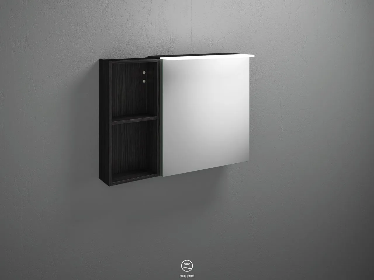 Burgbad Spiegelschrank Badu SFTW090, 310x900x665 mm, LED-Aufsatzleuchte 4200 K, Energieeffizienzklasse E