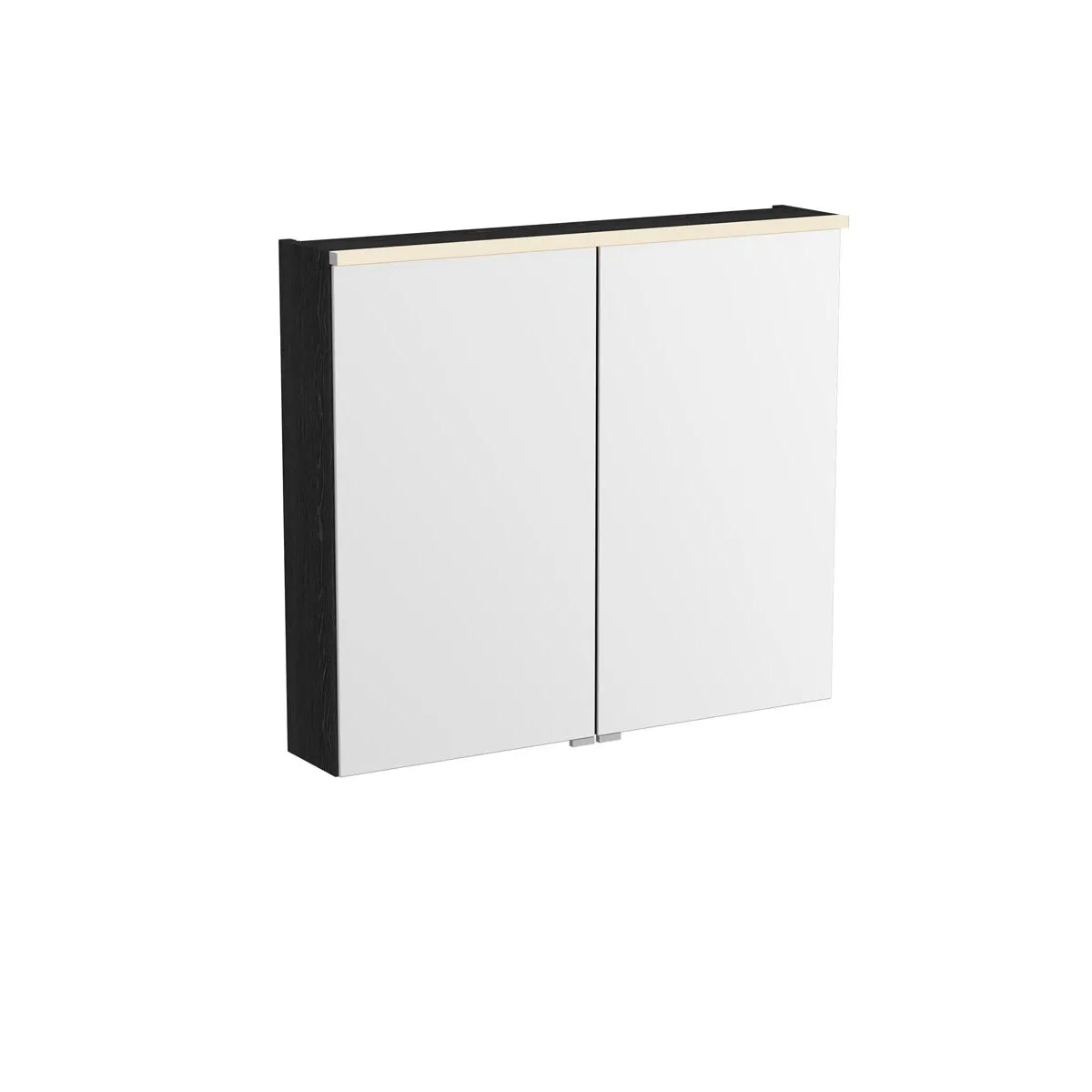 New Metropole Edge LED-Spiegelschrank mit 2 Spiegeltüren 80 x 18 x 70 cm (BxTxH) Echtholzfurnier Eiche Schwarz