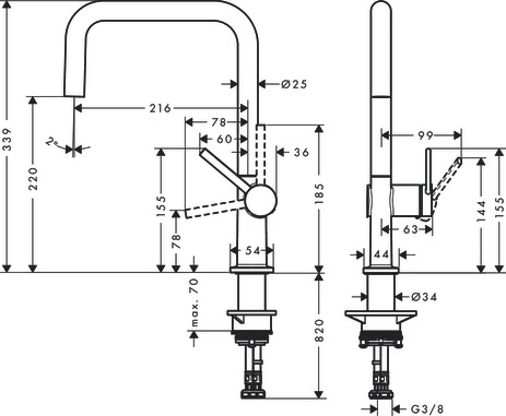 Spültischmischer U 220 Talis M54 1jet chrom