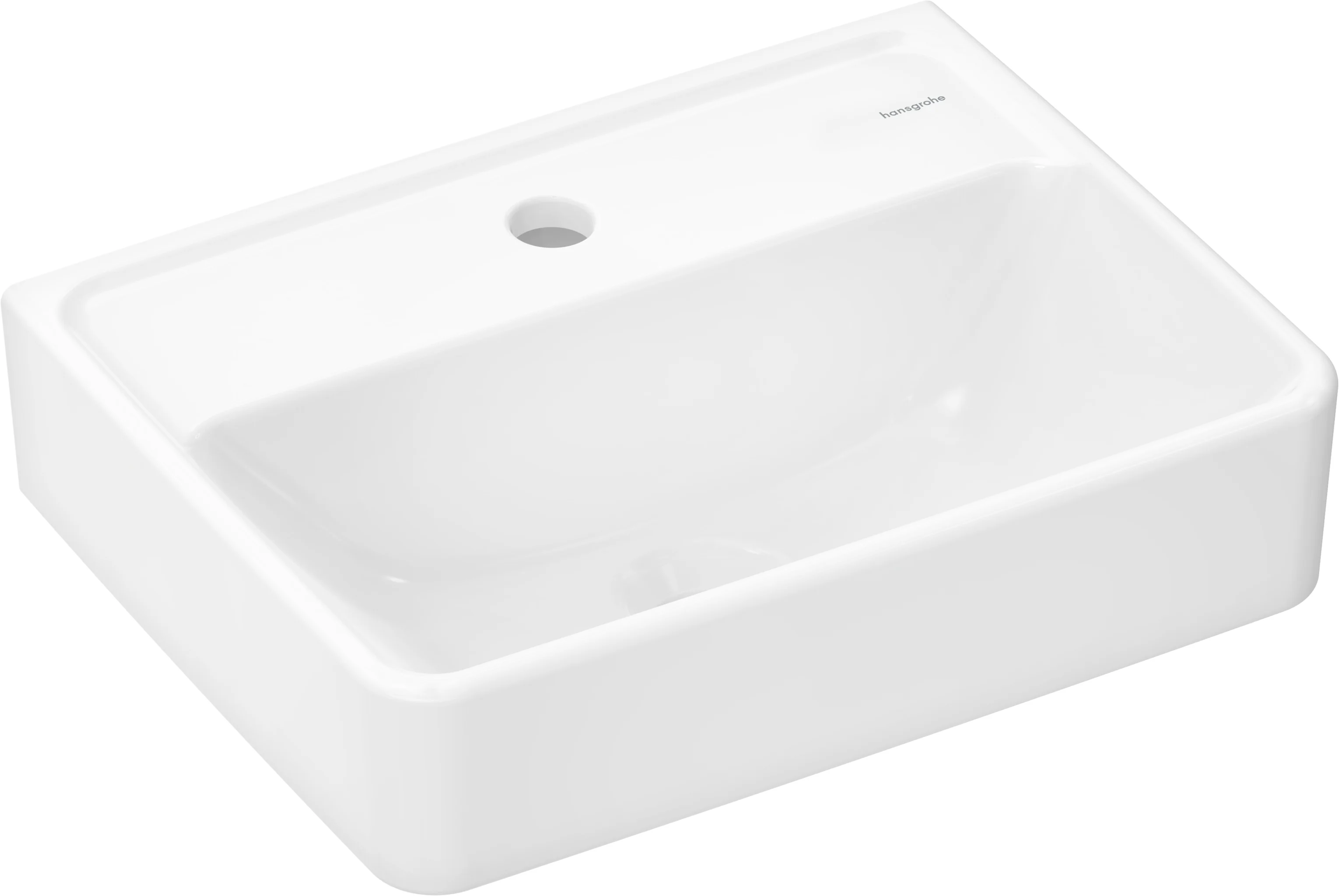 Hansgrohe Handwaschbecken Xanuia Q, Keramik, weiß, 450x340 mm, glänzend, wandhängend, ohne Überlauf, mit Hahnloch